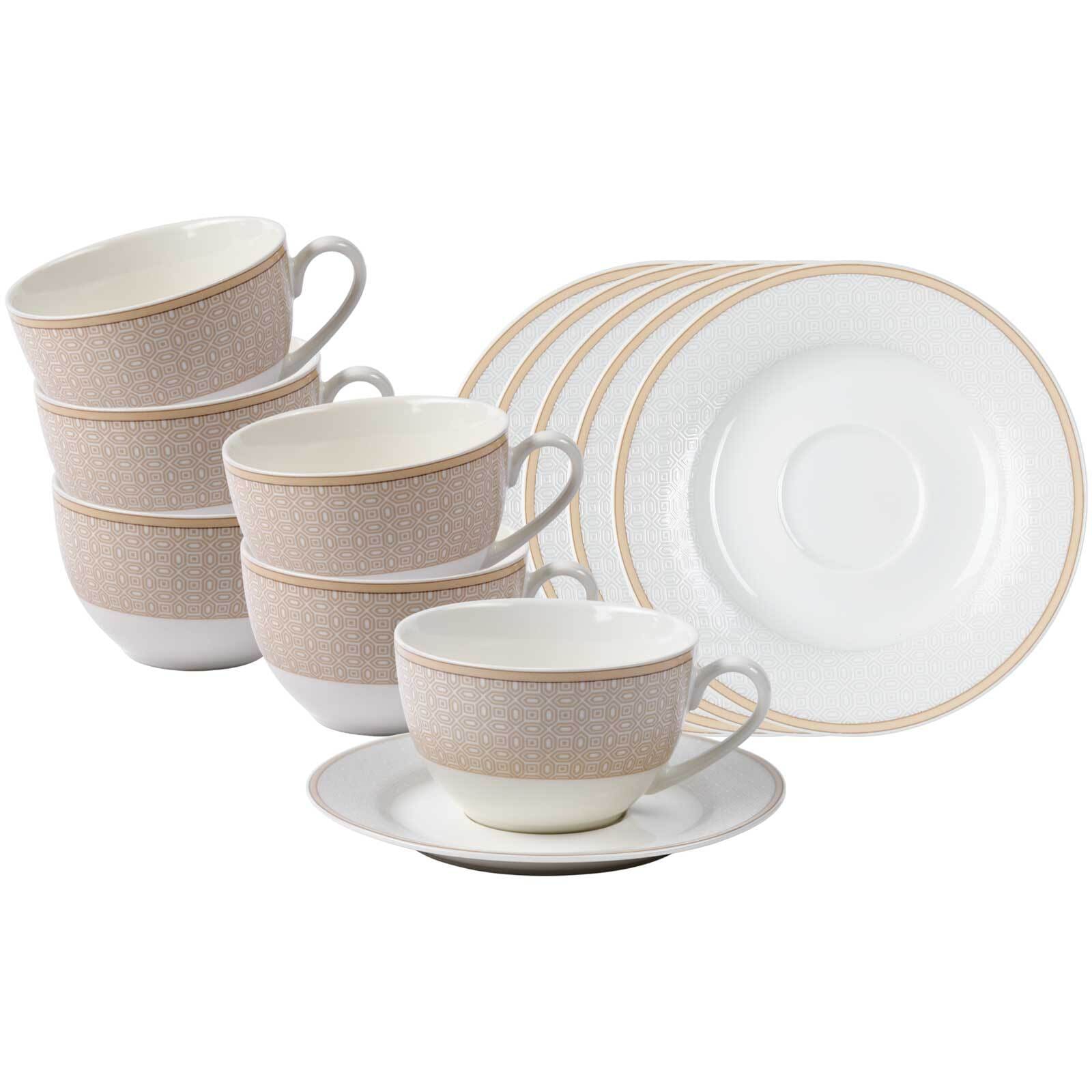 Ritzenhoff & Breker Kaffeetassen mit Untertassen Geo 250 ml 6er Set - Bild 1