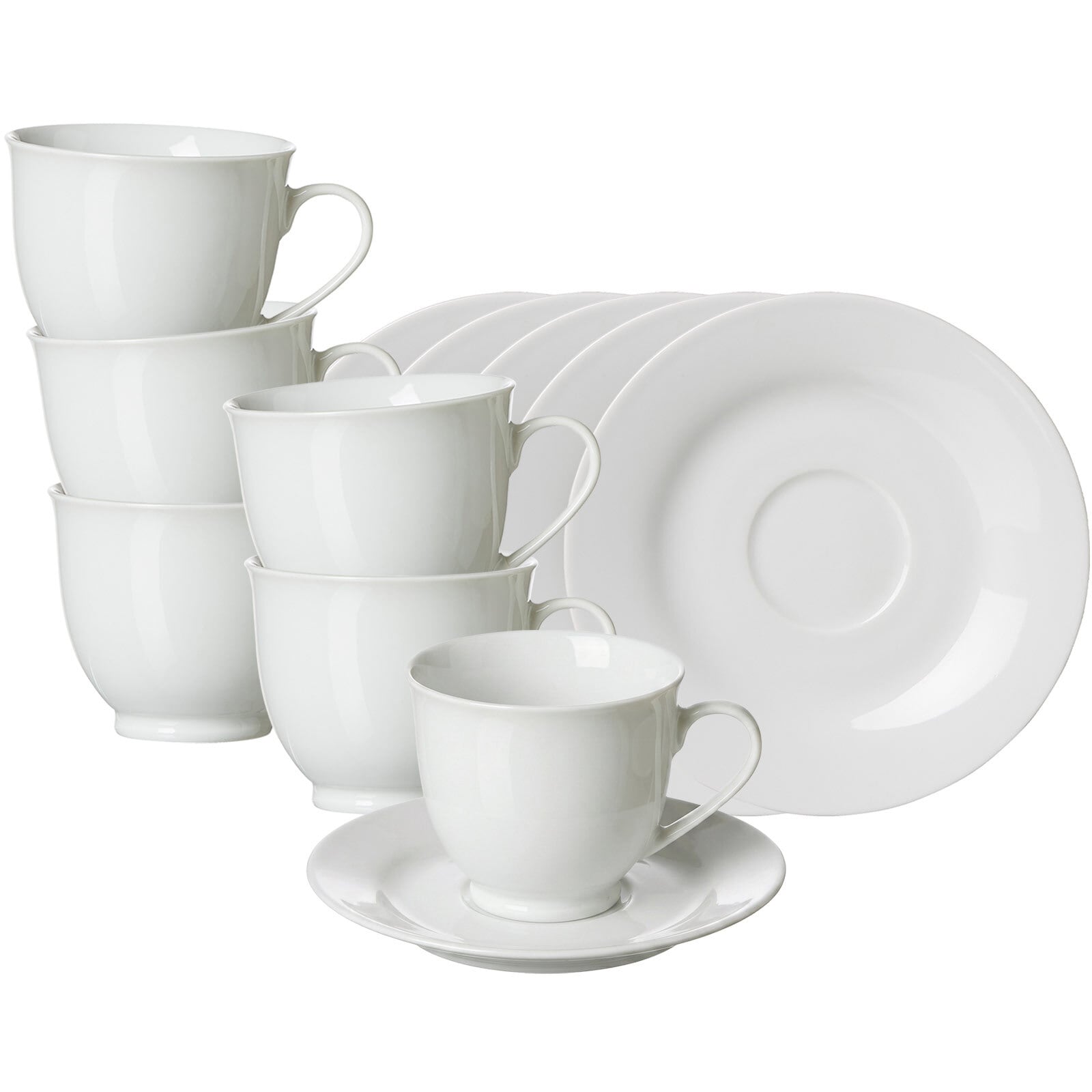 Ritzenhoff & Breker Kaffeetassen mit Untertassen Bianco Rondo 180 ml 6er Set - Bild 1