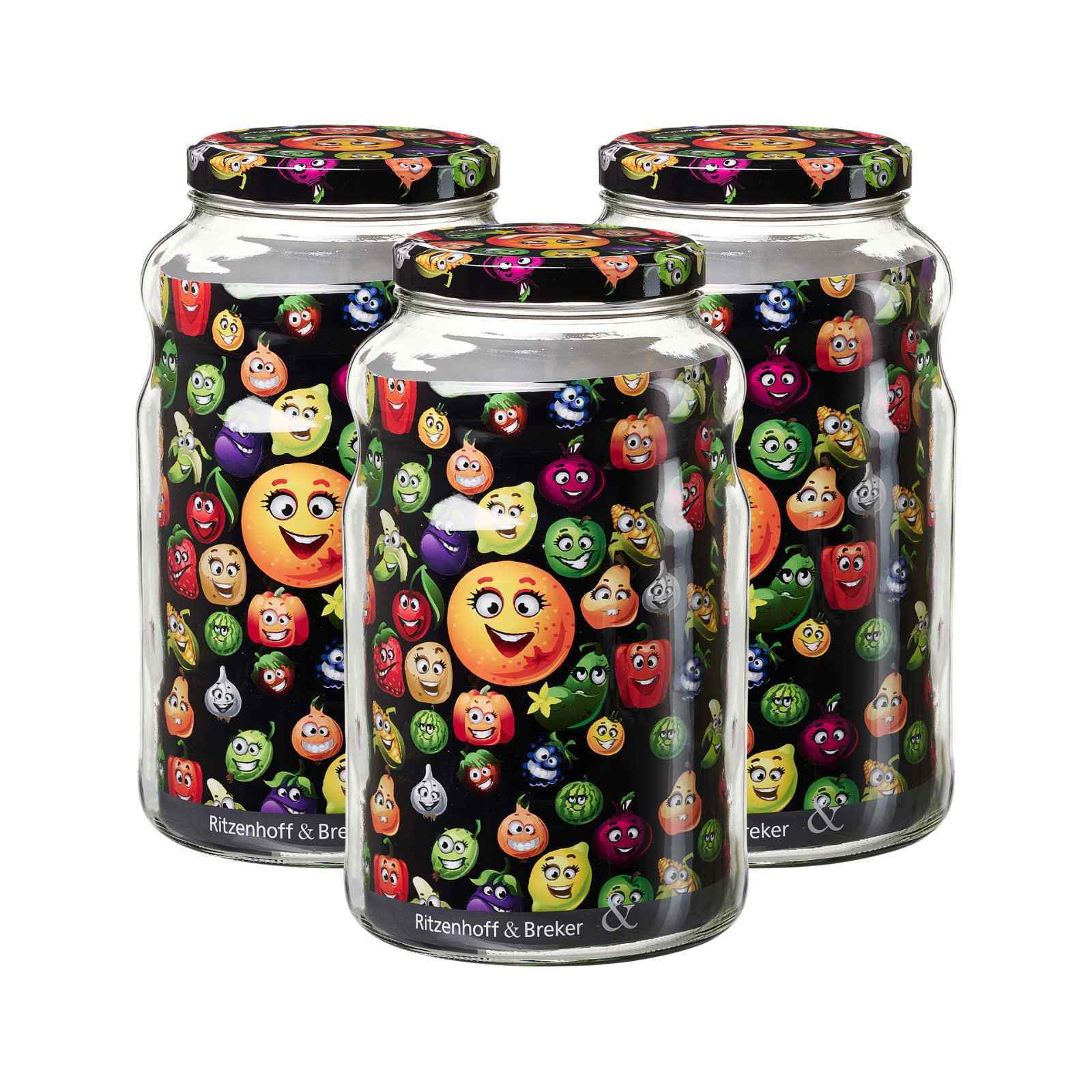 Ritzenhoff & Breker Vorratsgl&auml;ser Smile 2,65 l 3er Set - Bild 1