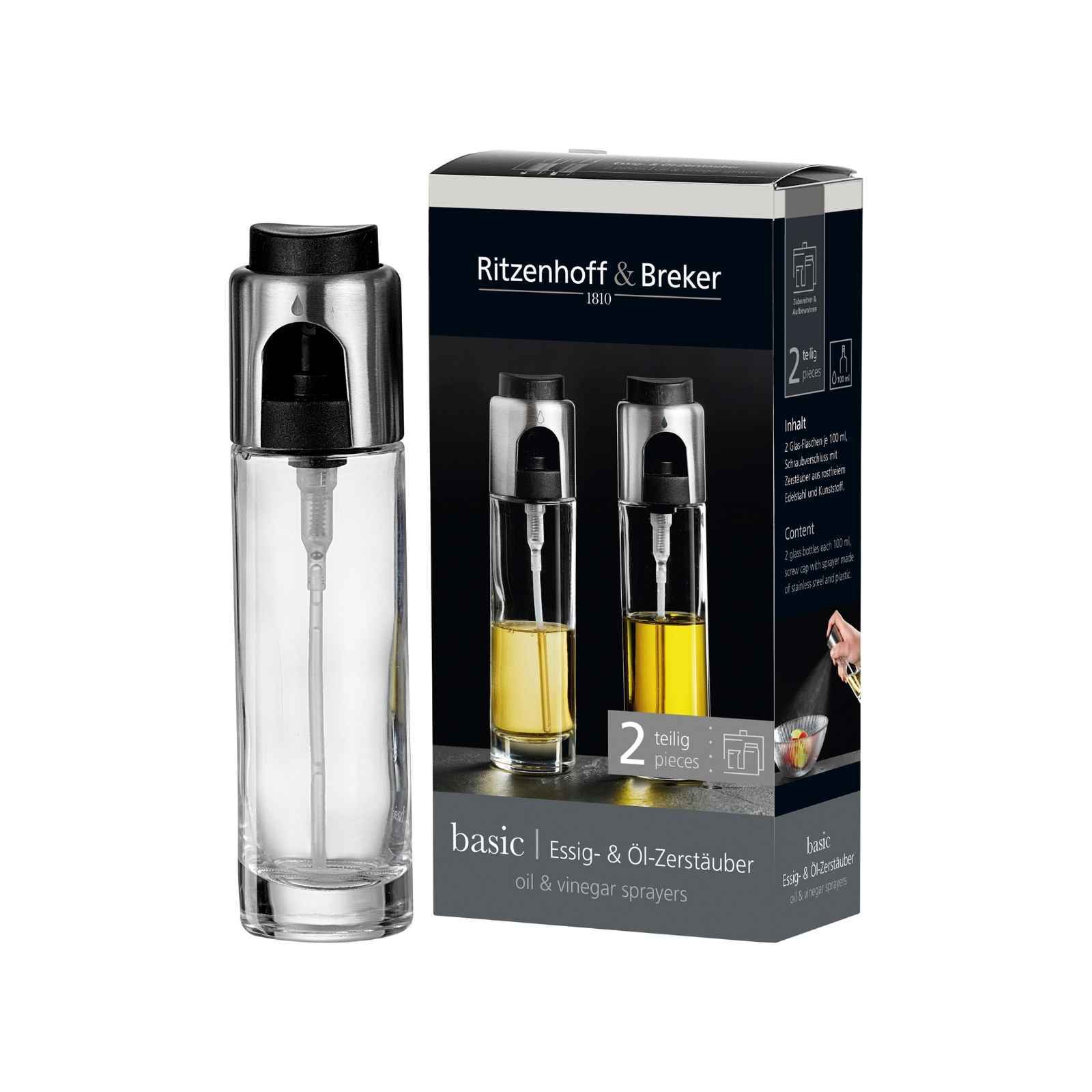 Ritzenhoff & Breker Essig & &Ouml;l Zerst&auml;uber Basic 100 ml 2-tlg. - Bild 1