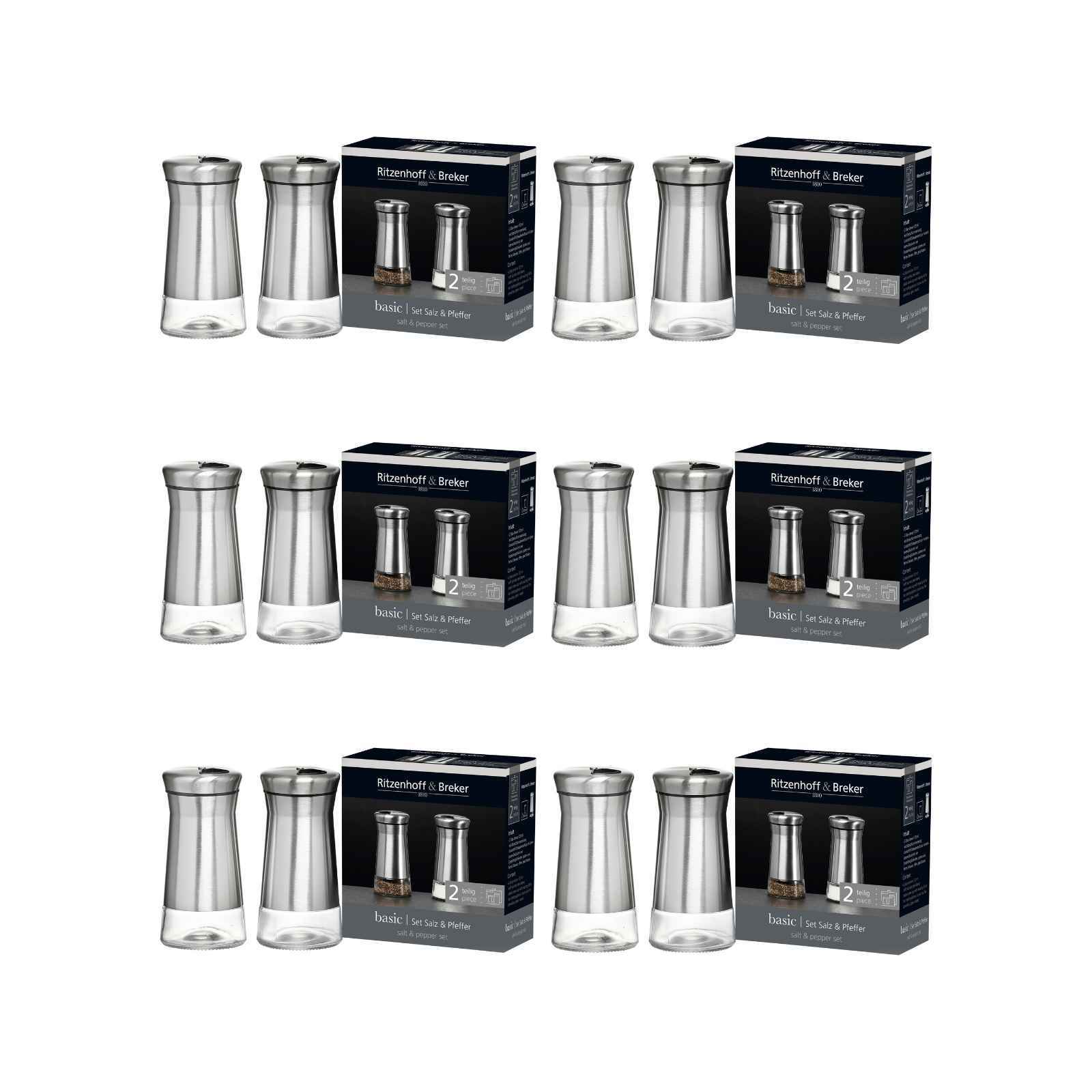 Ritzenhoff & Breker Salz- & Pfefferstreuer Basic 120 ml 12er Set - Bild 1