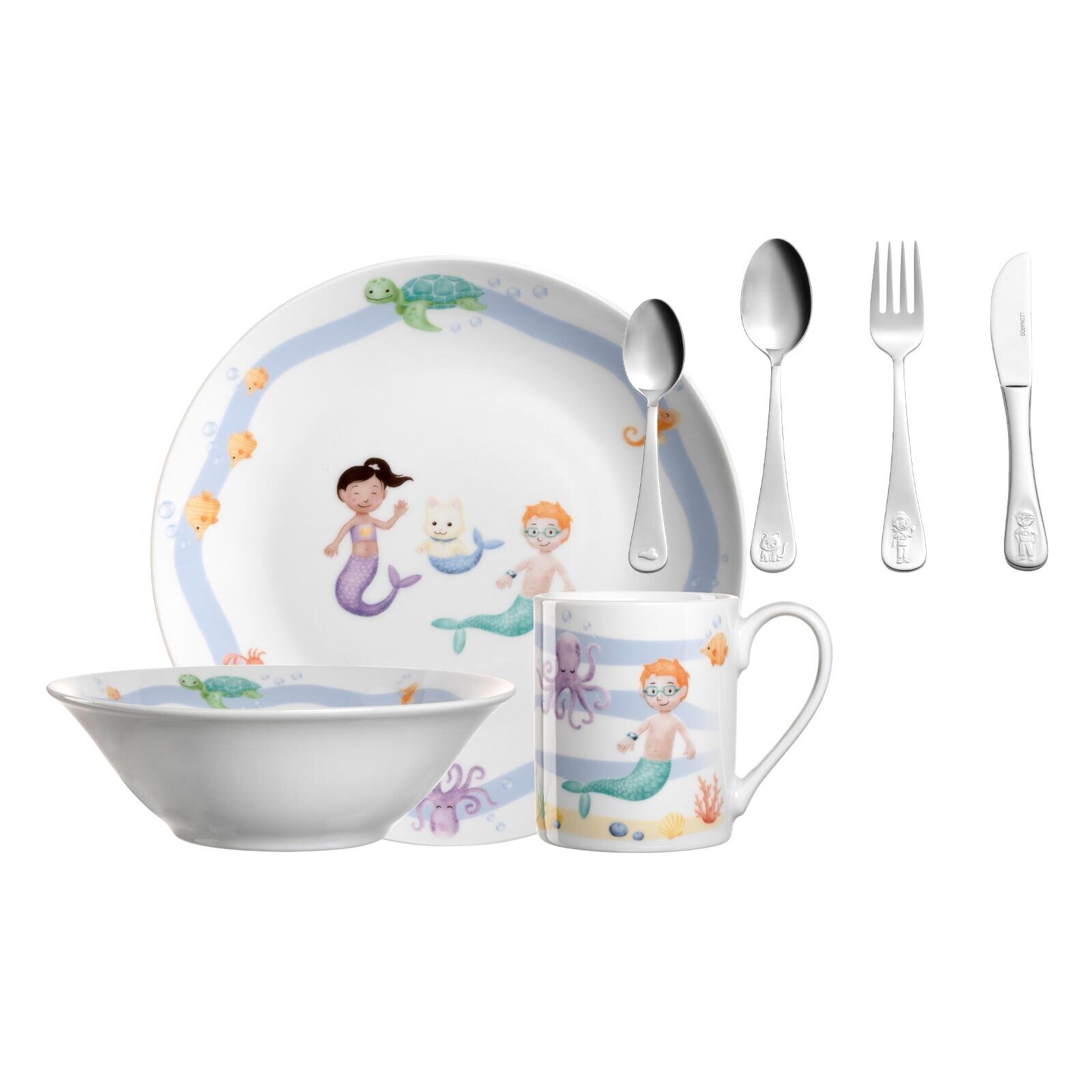 Leonardo Kindergeschirr Set mit Besteck BAMBINI AVVENTURA