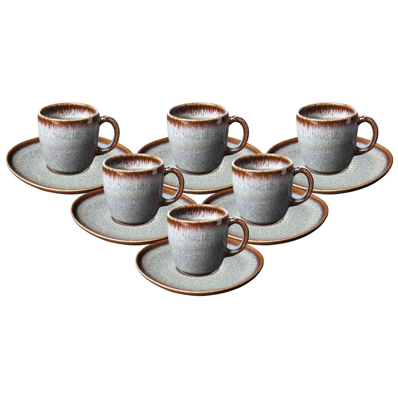 Kaffeetassen mit Untertassen Lave  6er Set