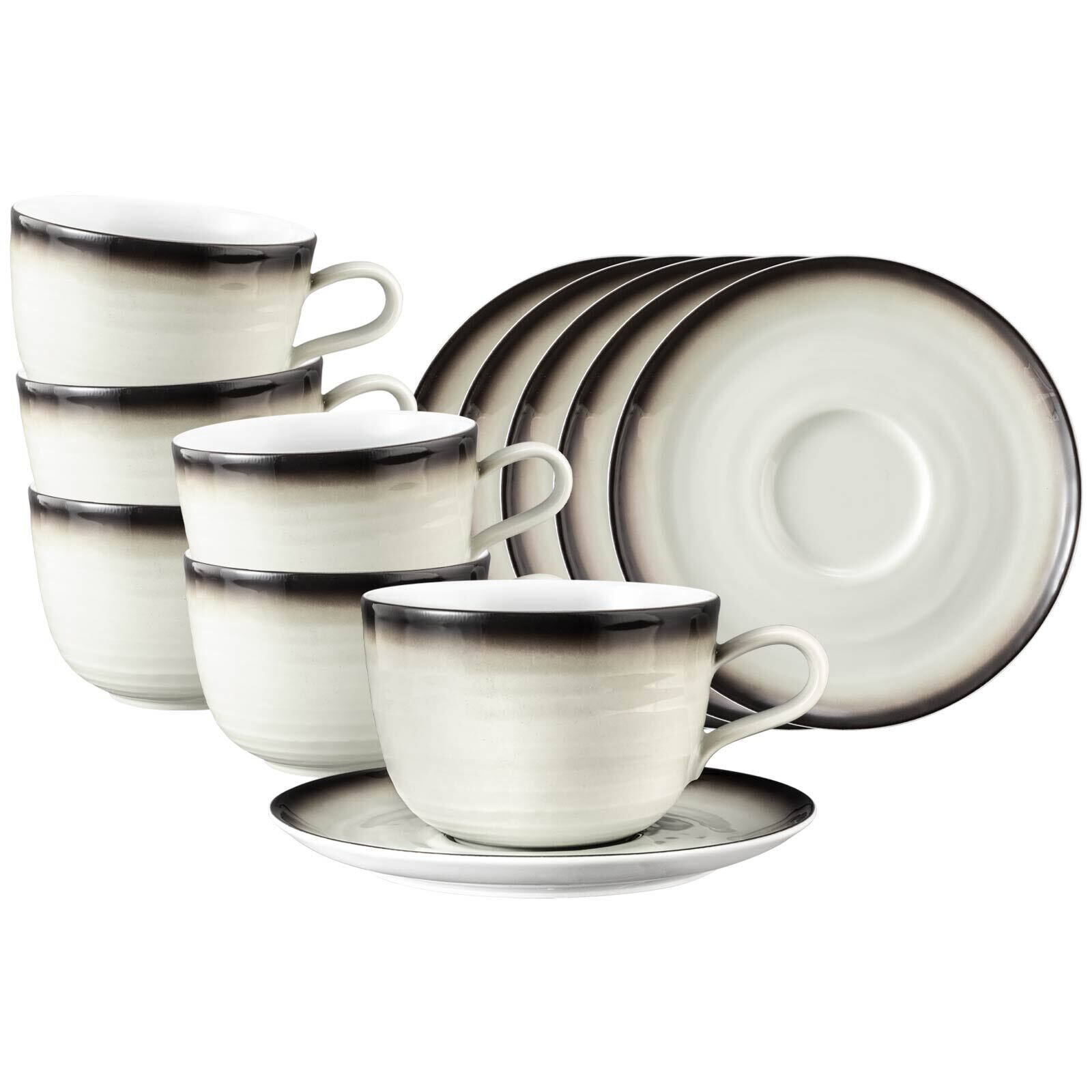 Seltmann Weiden Milchkaffeetassen mit Untertassen Terra 400 ml 6er Set