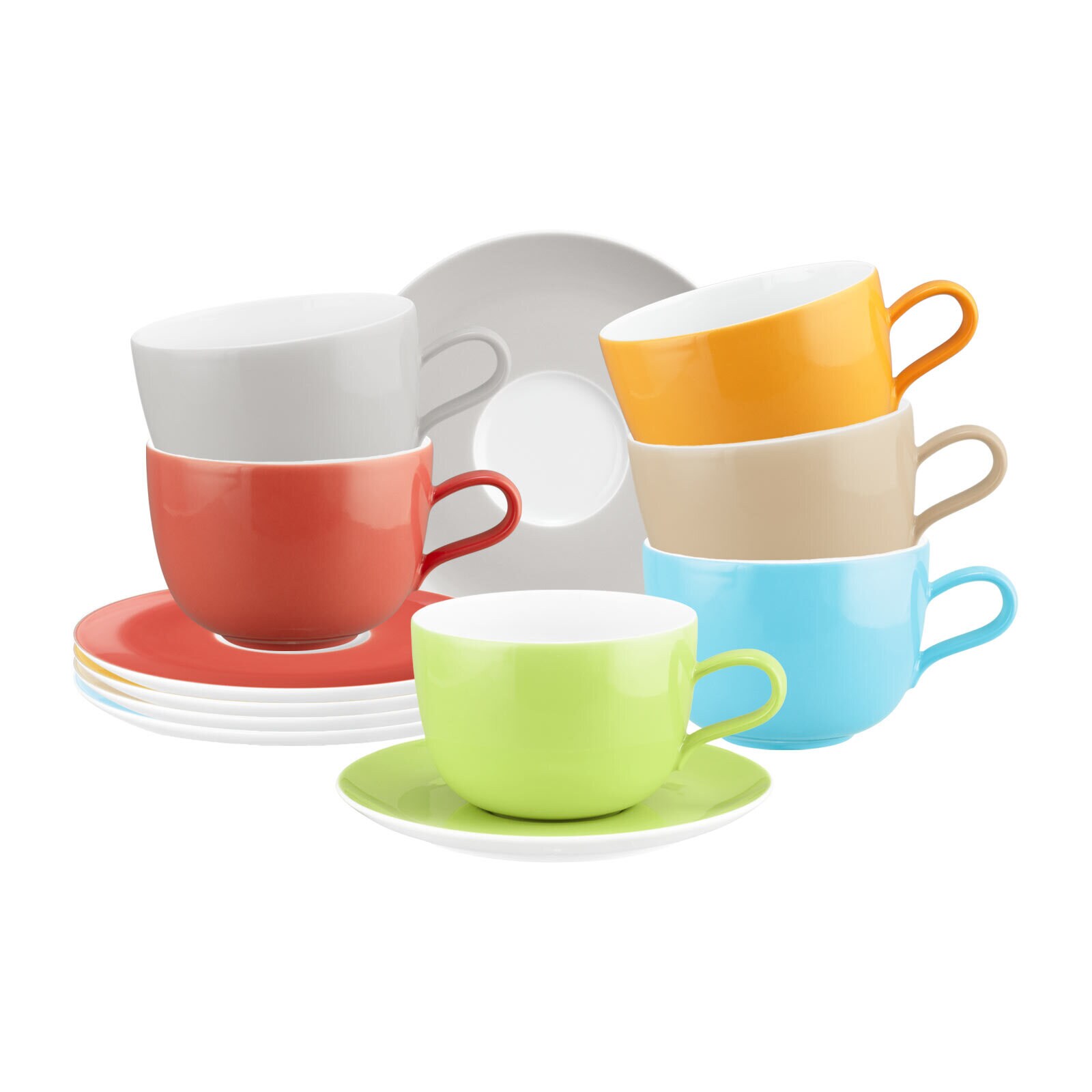 Seltmann Weiden Milchkaffeetassen mit Untertassen Liberty Pure Colors 380 ml 6er Set