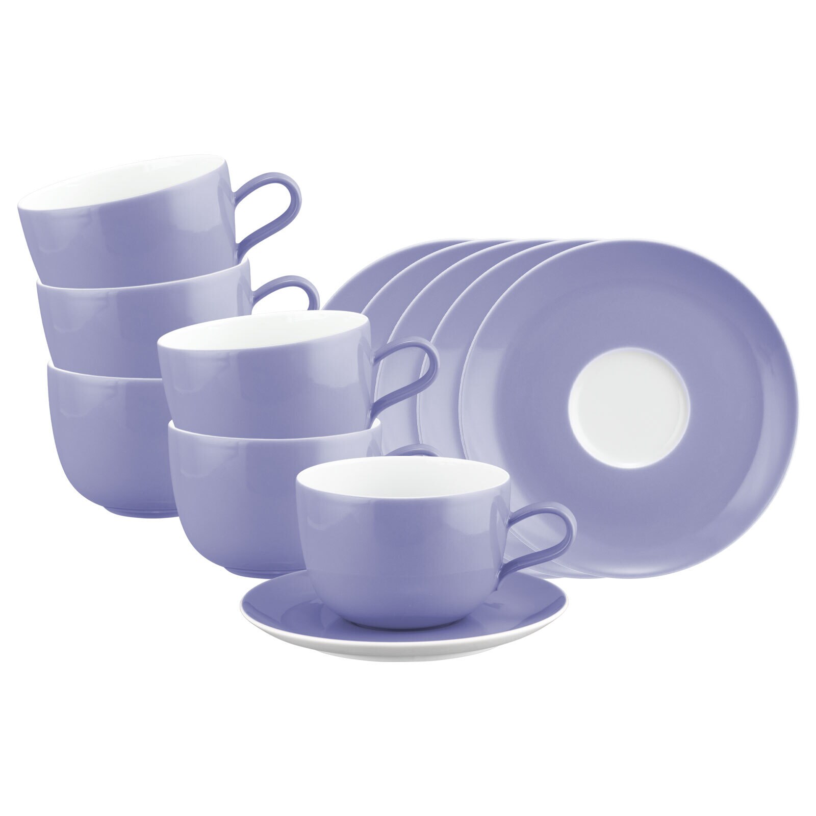 Seltmann Weiden Milchkaffeetassen mit Untertassen Liberty Pure Colors 380 ml 6er Set