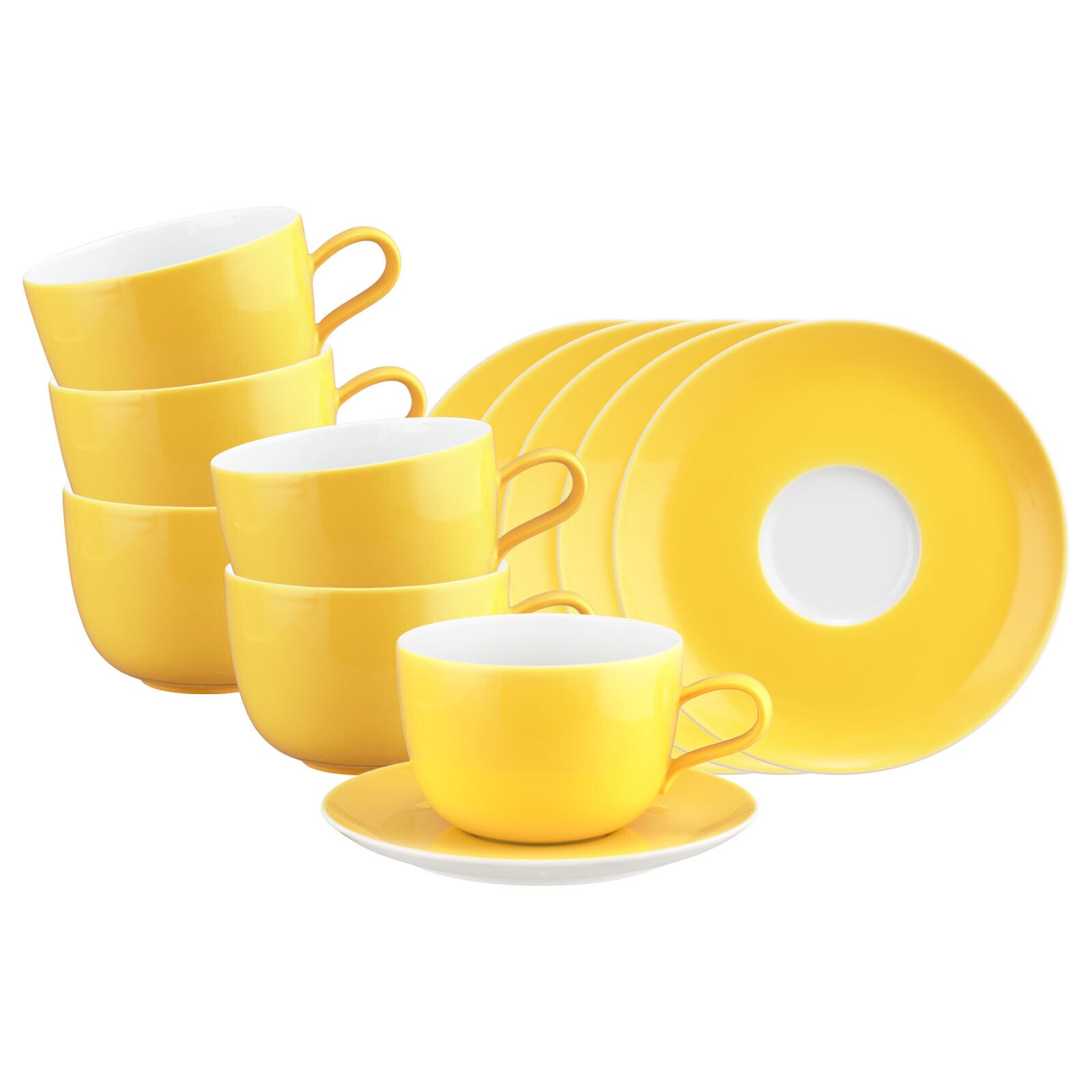 Seltmann Weiden Milchkaffeetassen mit Untertassen Liberty Pure Colors 380 ml 6er Set
