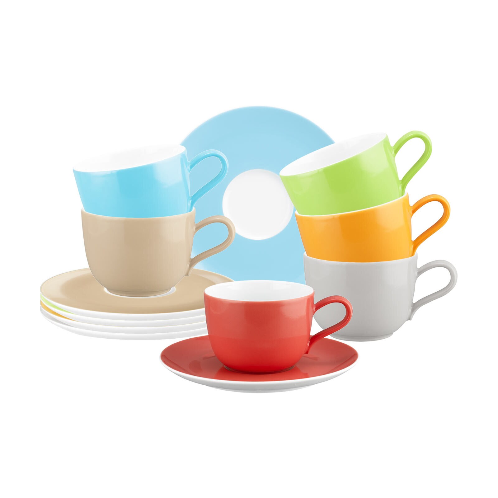 Seltmann Weiden Kaffeetassen mit Untertassen Liberty Pure Colors 260 ml 6er Set