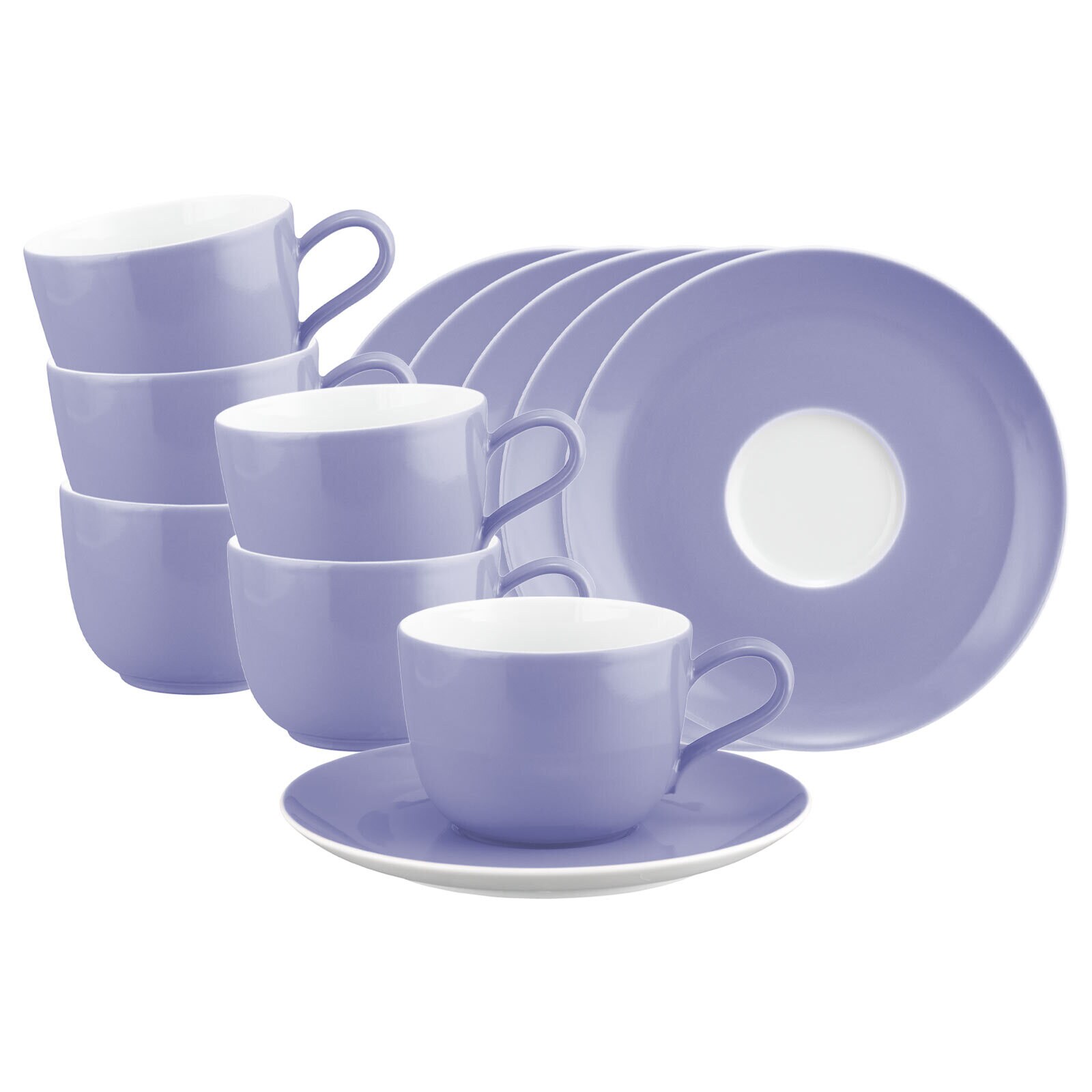 Seltmann Weiden Kaffeetassen mit Untertassen Liberty Pure Colors 260 ml 6er Set