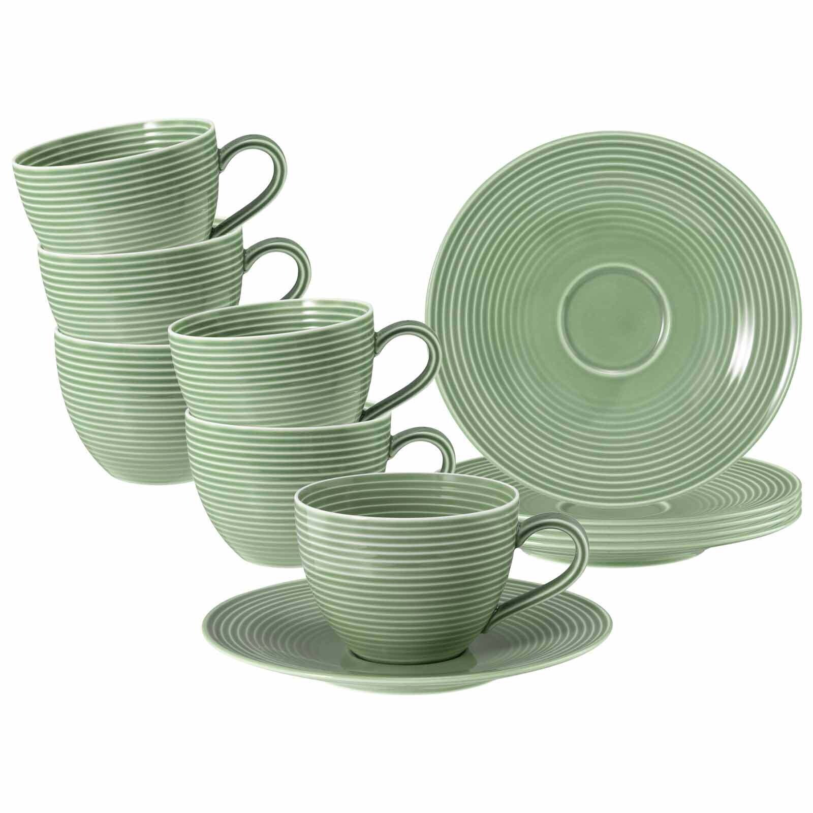 Seltmann Weiden Kaffeetassen mit Untertassen Beat Color Glaze 260 ml 6er Set