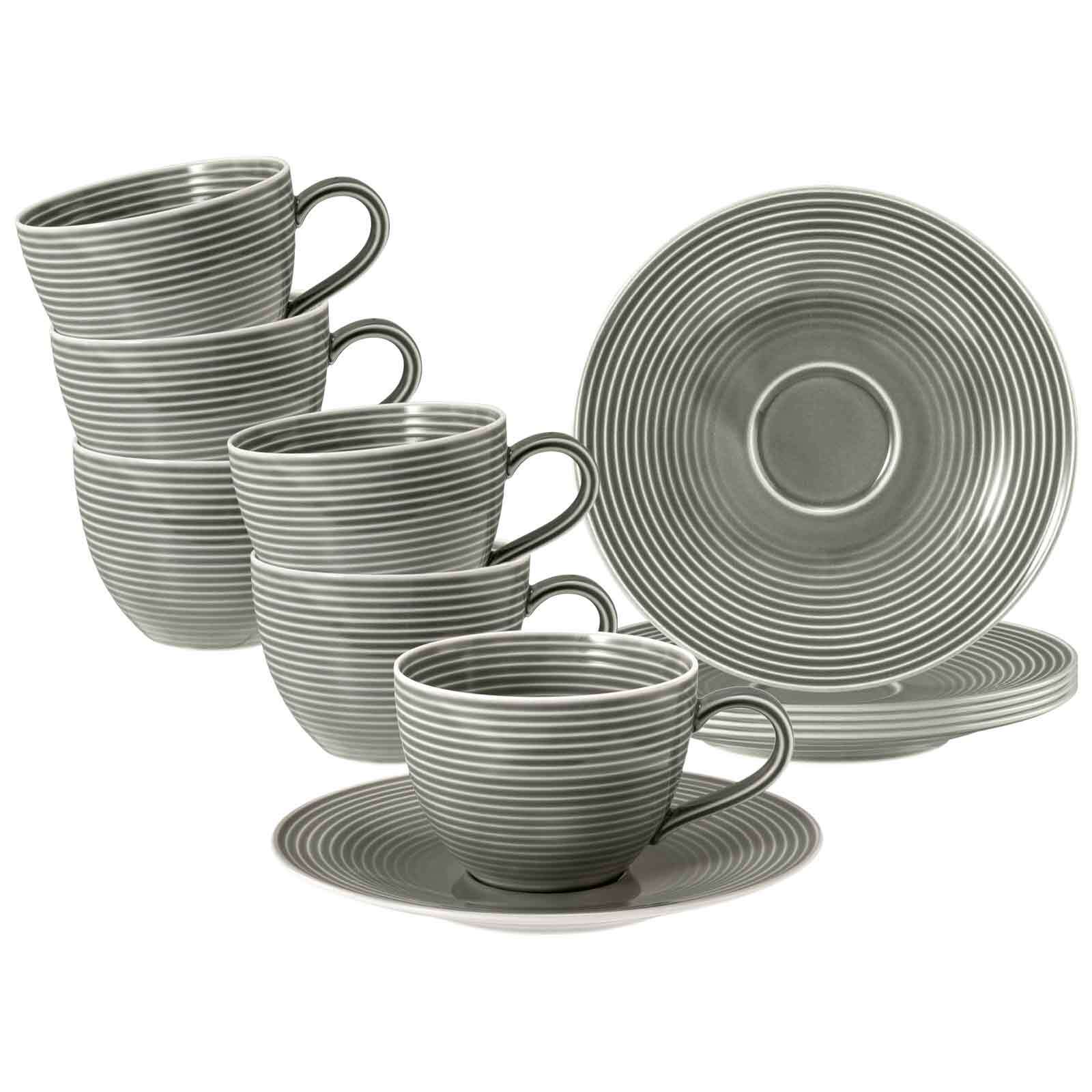 Seltmann Weiden Kaffeetassen mit Untertassen Beat Color Glaze 260 ml 6er Set - Bild 1