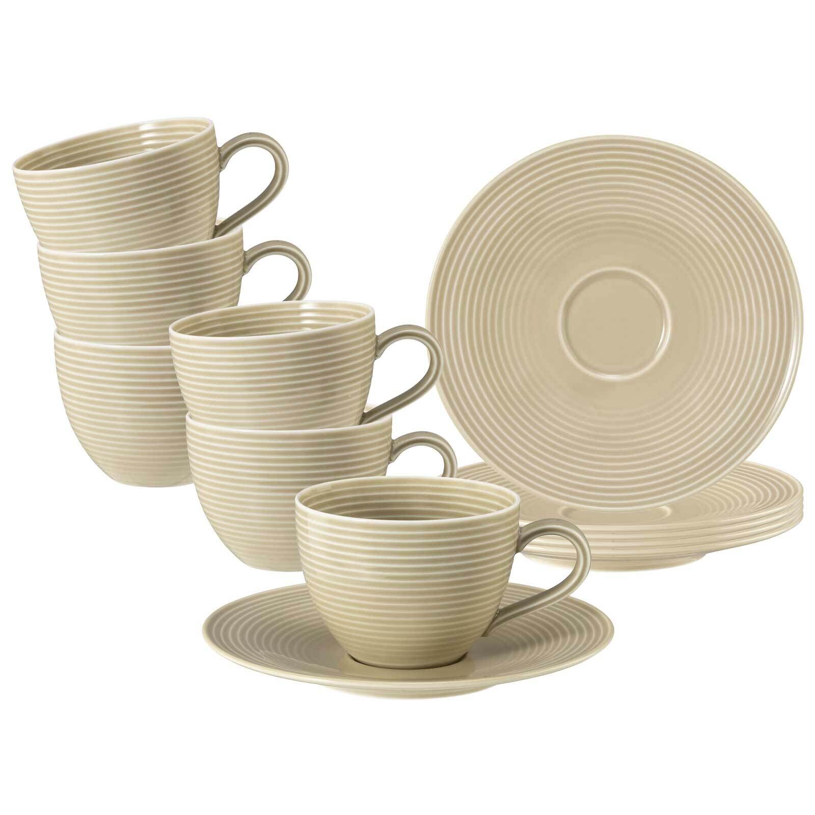 Seltmann Weiden Kaffeetassen mit Untertassen Beat Color Glaze 260 ml 6er Set
