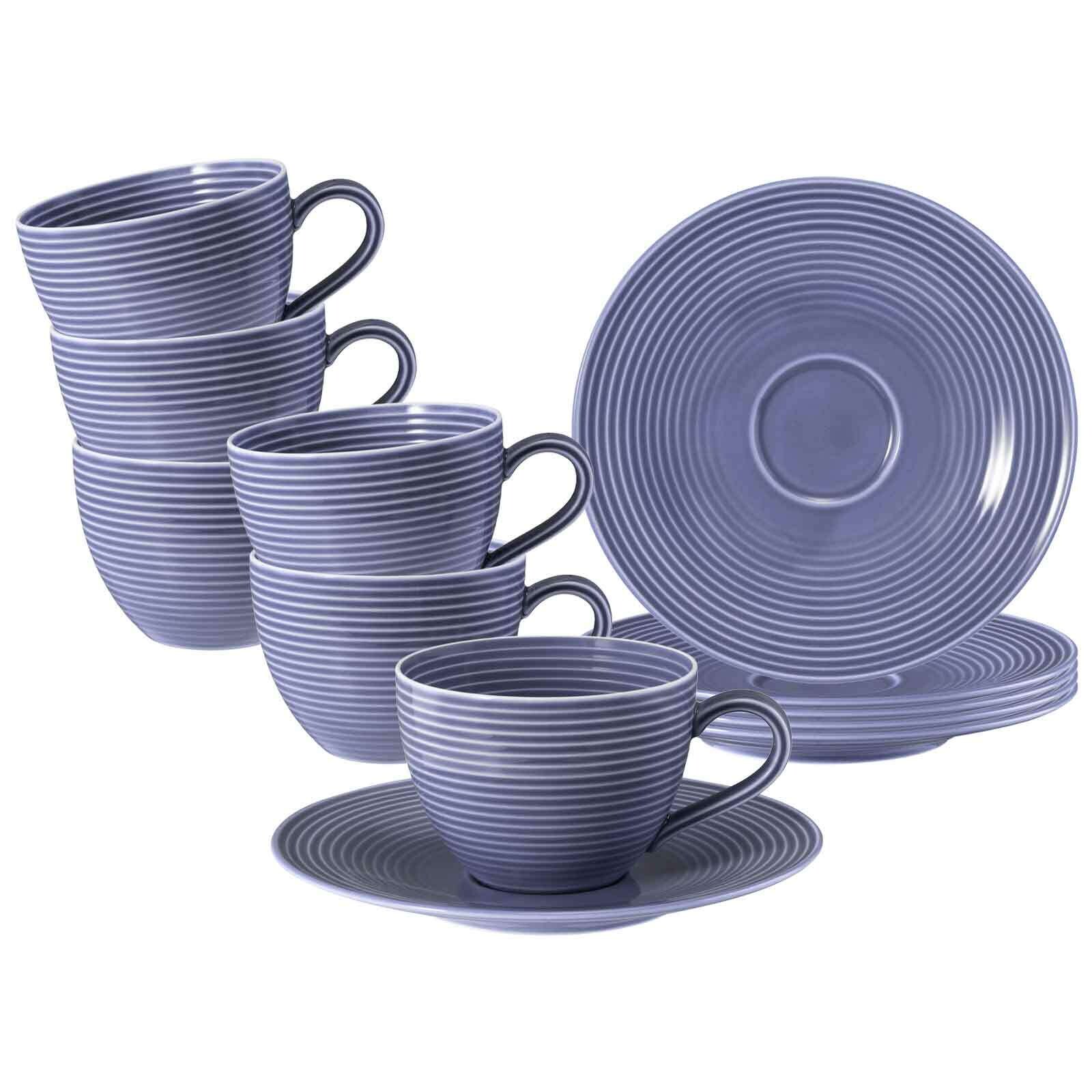 Seltmann Weiden Kaffeetassen mit Untertassen Beat Color Glaze 260 ml 6er Set
