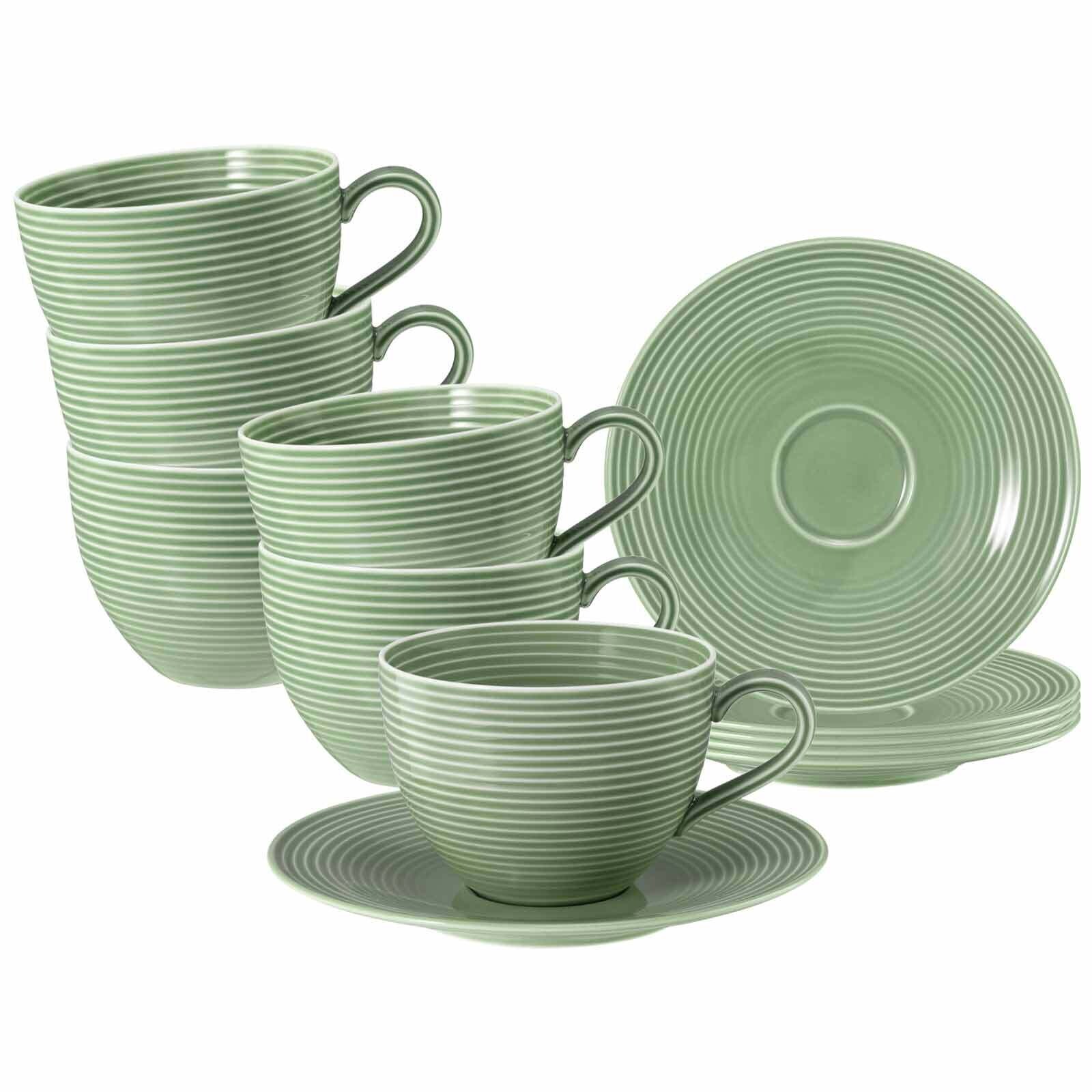 Seltmann Weiden Milchkaffeetassen mit Untertassen Beat Color Glaze 350 ml 6er Set