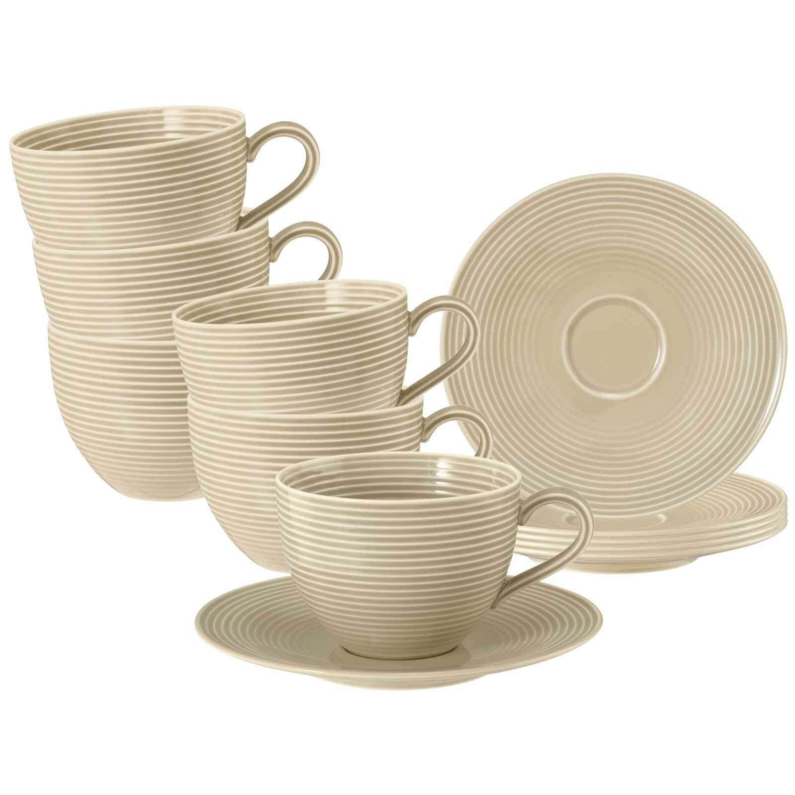 Seltmann Weiden Milchkaffeetassen mit Untertassen Beat Color Glaze 350 ml 6er Set