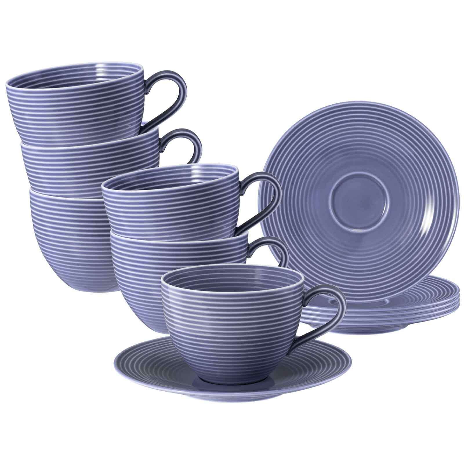Seltmann Weiden Milchkaffeetassen mit Untertassen Beat Color Glaze 350 ml 6er Set