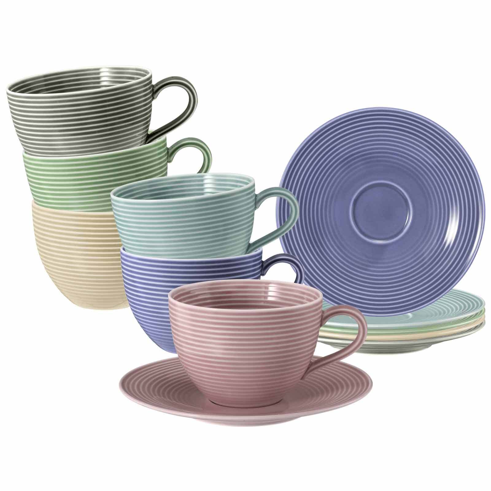 Seltmann Weiden Teetassen mit Untertassen Beat Color Glaze 140 ml 6er Set - Bild 1