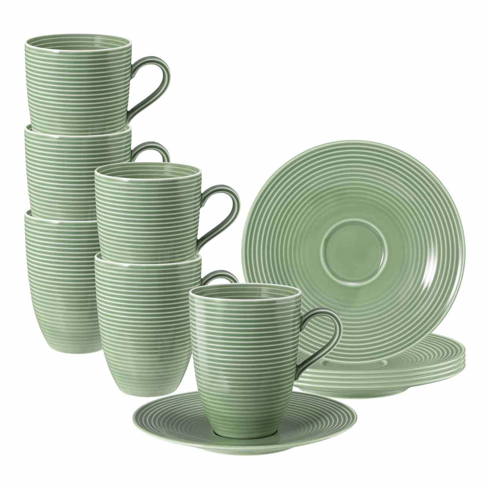 Seltmann Weiden Henkelbecher mit Untertassen Beat Color Glaze 350 ml 6er Set - Bild 1