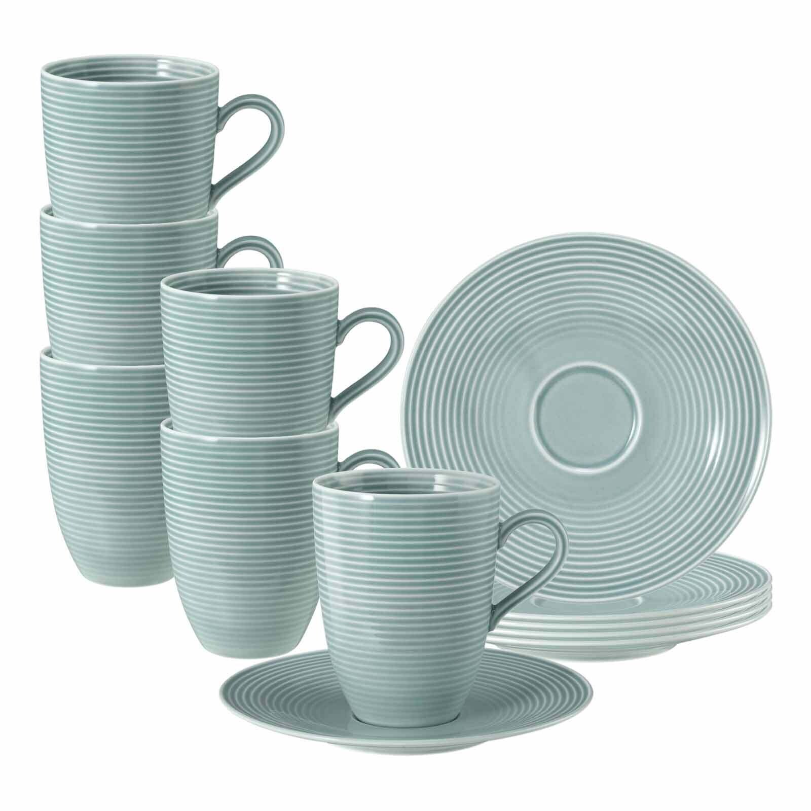 Seltmann Weiden Henkelbecher mit Untertassen Beat Color Glaze 350 ml 6er Set