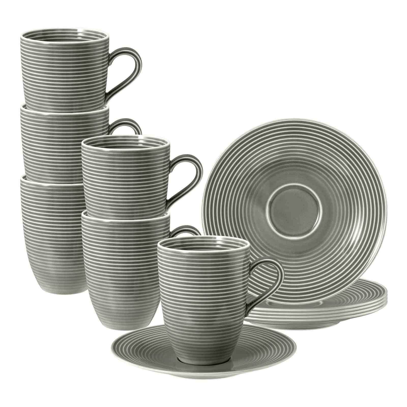 Seltmann Weiden Henkelbecher mit Untertassen Beat Color Glaze 350 ml 6er Set - Bild 1