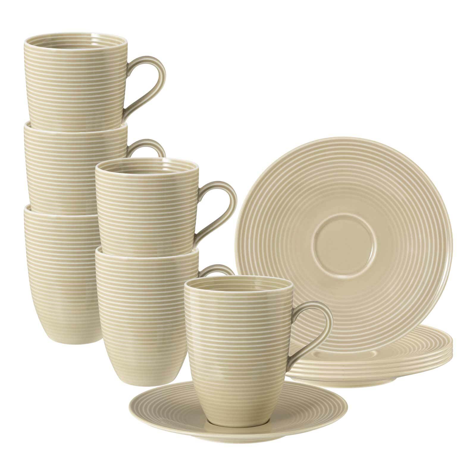 Seltmann Weiden Henkelbecher mit Untertassen Beat Color Glaze 350 ml 6er Set - Bild 1