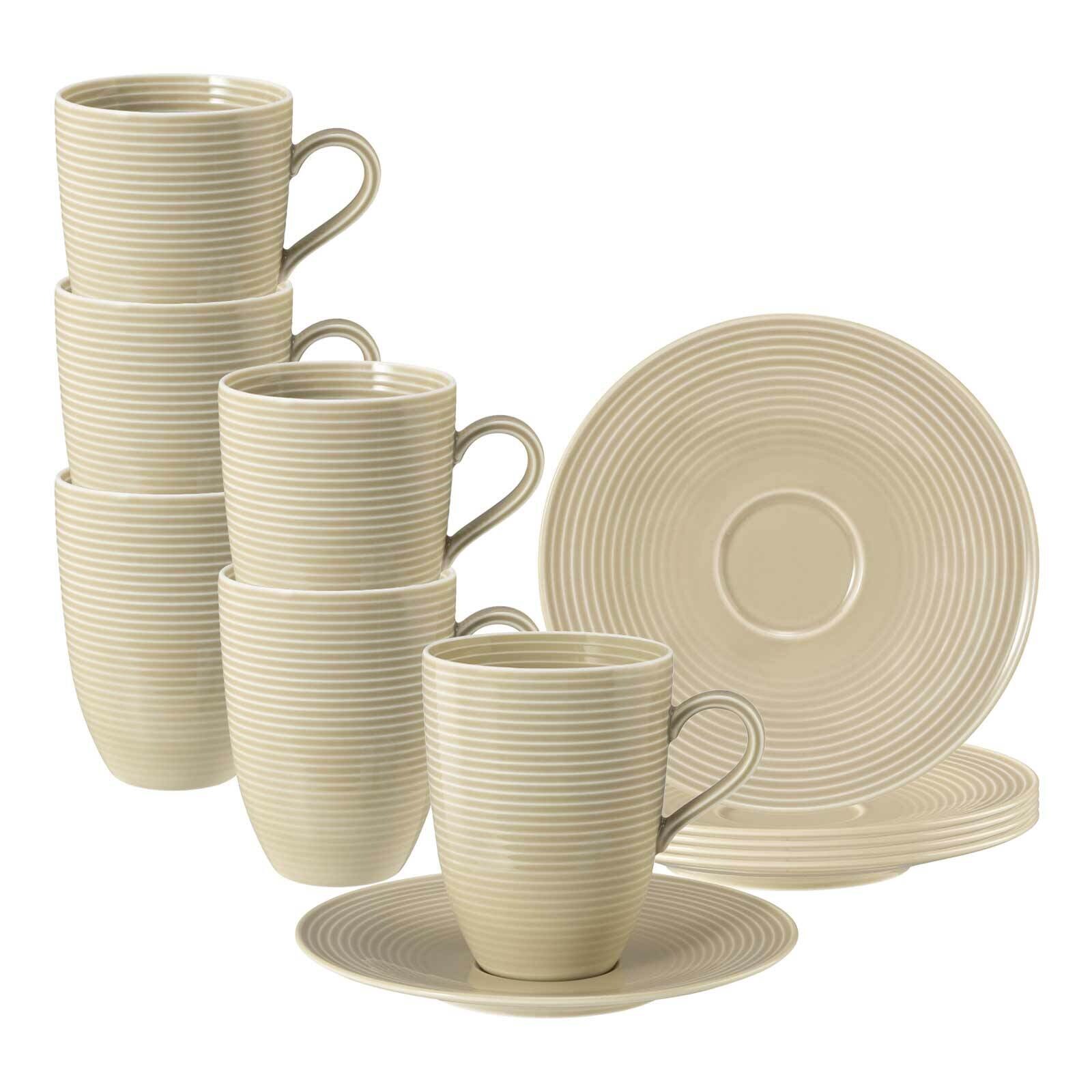 Seltmann Weiden Henkelbecher mit Untertassen Beat Color Glaze 350 ml 6er Set
