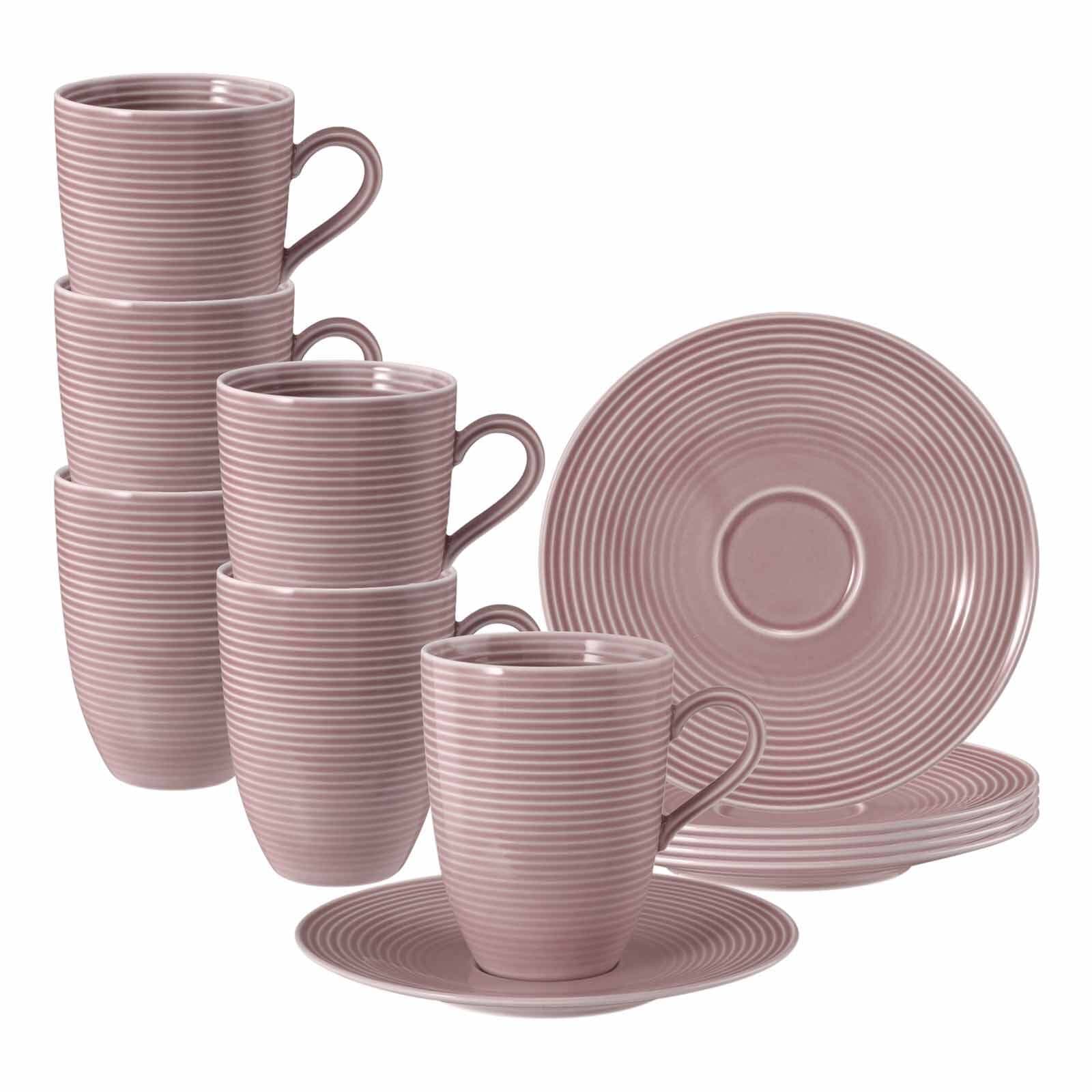 Seltmann Weiden Henkelbecher mit Untertassen Beat Color Glaze 350 ml 6er Set - Bild 1