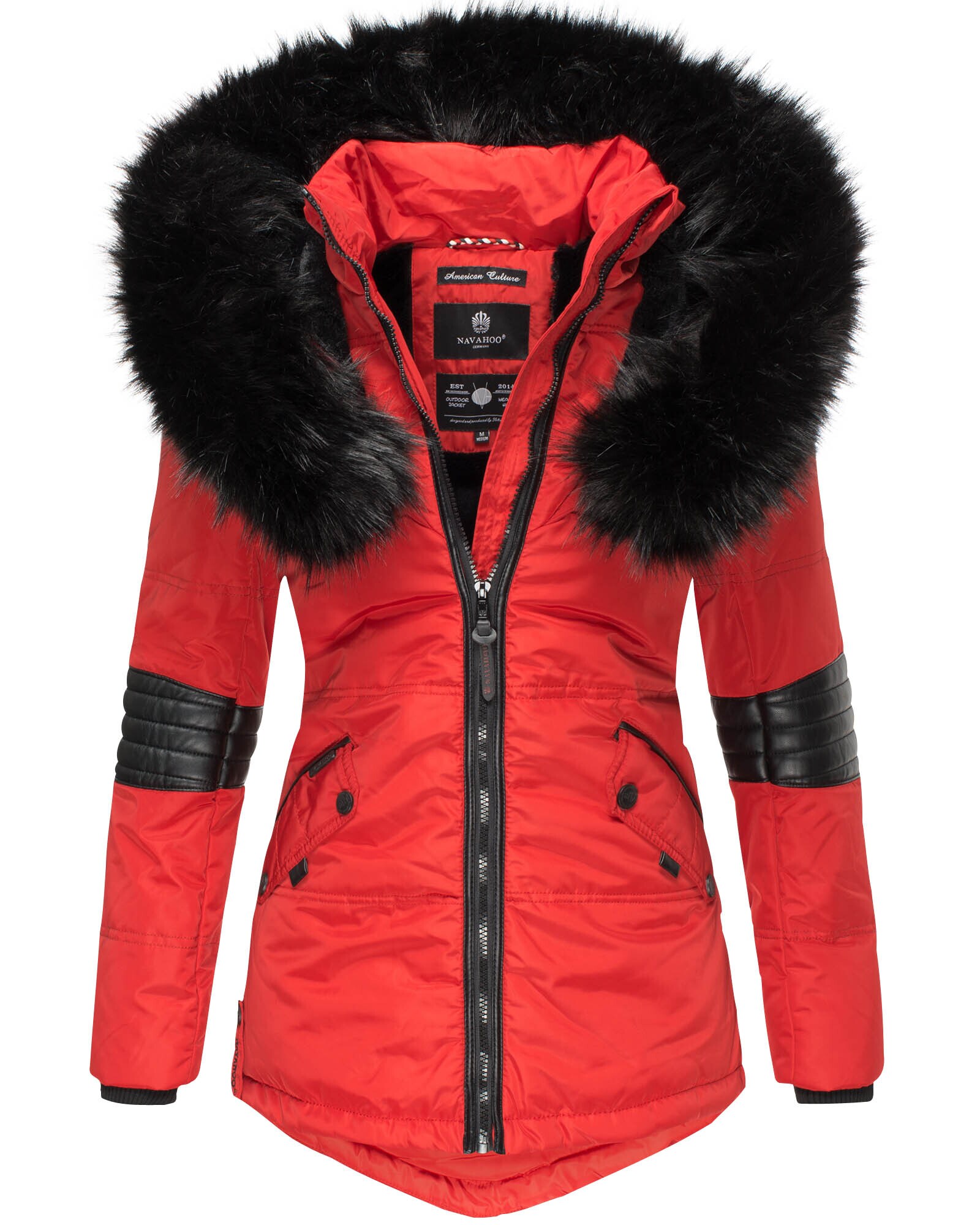 NAVAHOO Damen Winterjacke edle Steppjacke mit Schwarzem Kunstpelzkragen Nirvana - Bild 1
