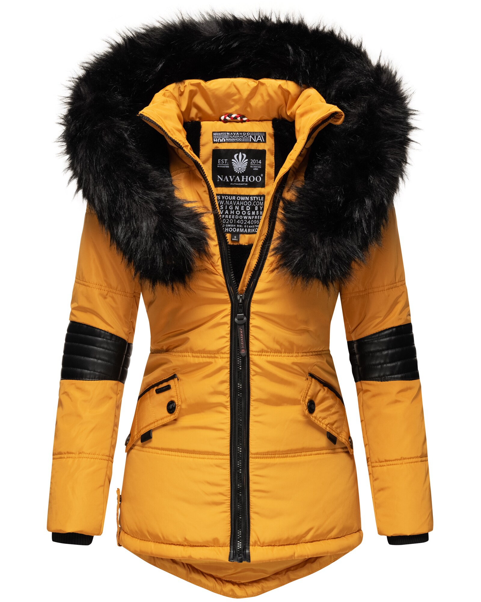 NAVAHOO Damen Winterjacke edle Steppjacke mit Schwarzem Kunstpelzkragen Nirvana - Bild 1