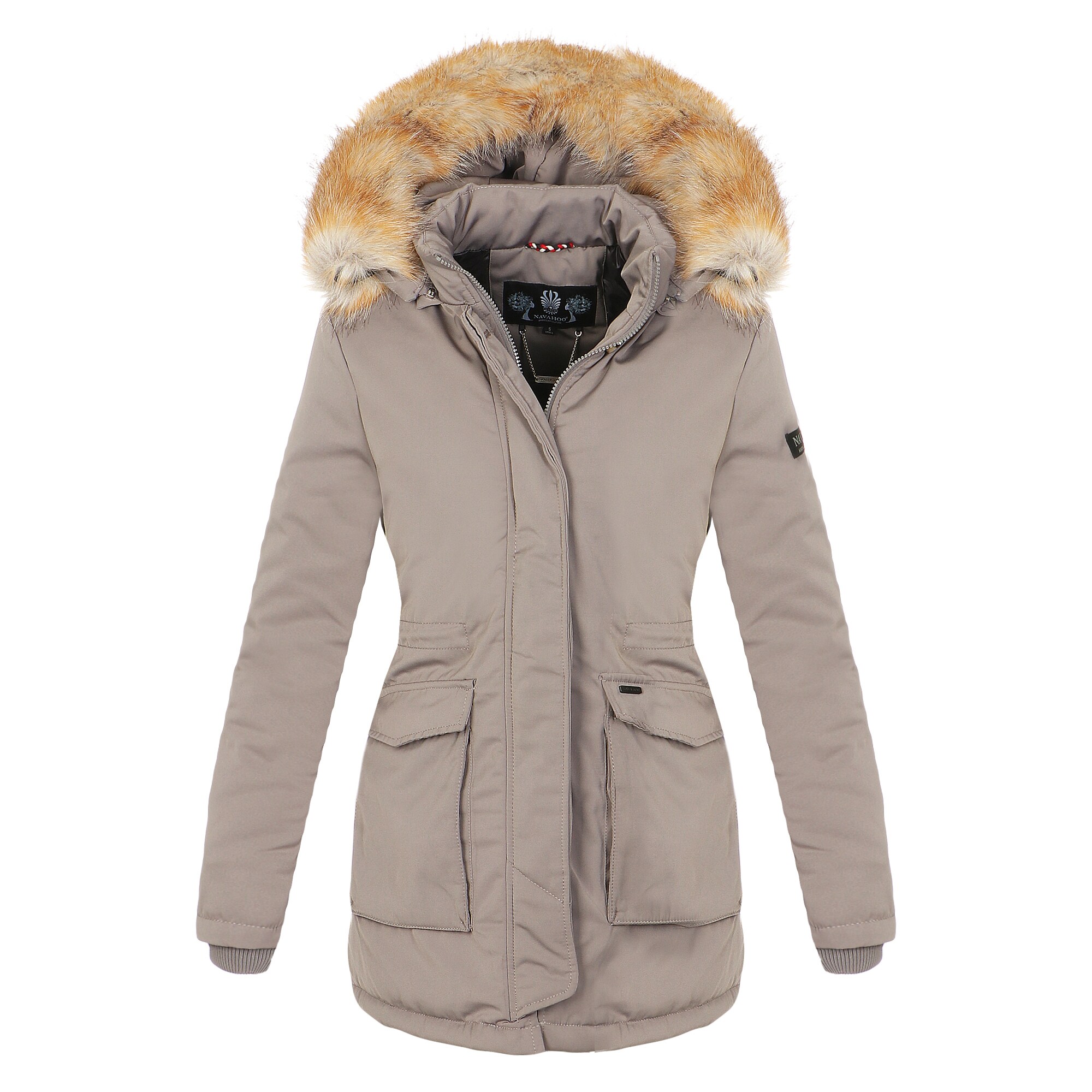 NAVAHOO Damen Designer Wintermantel Parka mit edlem Fellimitat Schneeengel - Bild 1