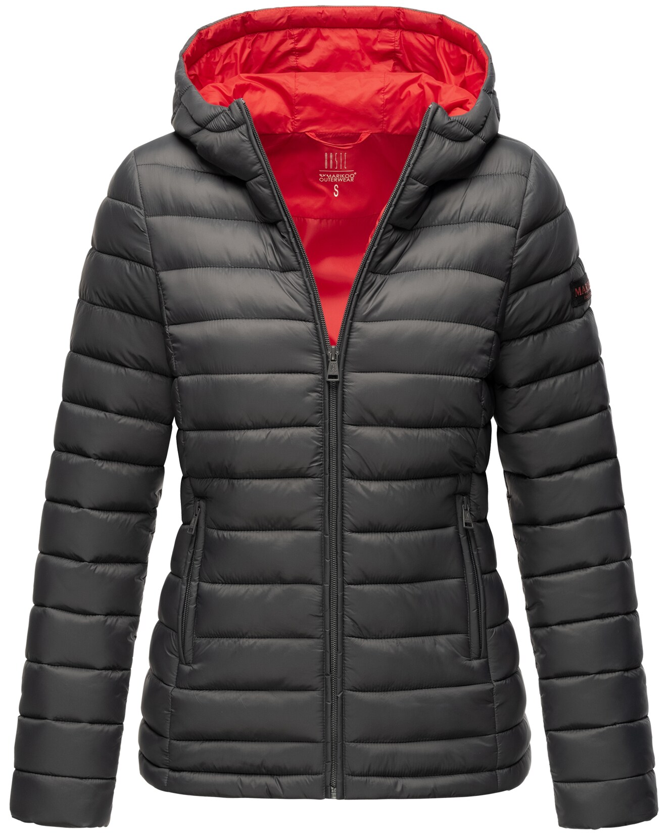 MARIKOO Damen modische Steppjacke Übergangsjacke mit großer Kapuze Lucy
