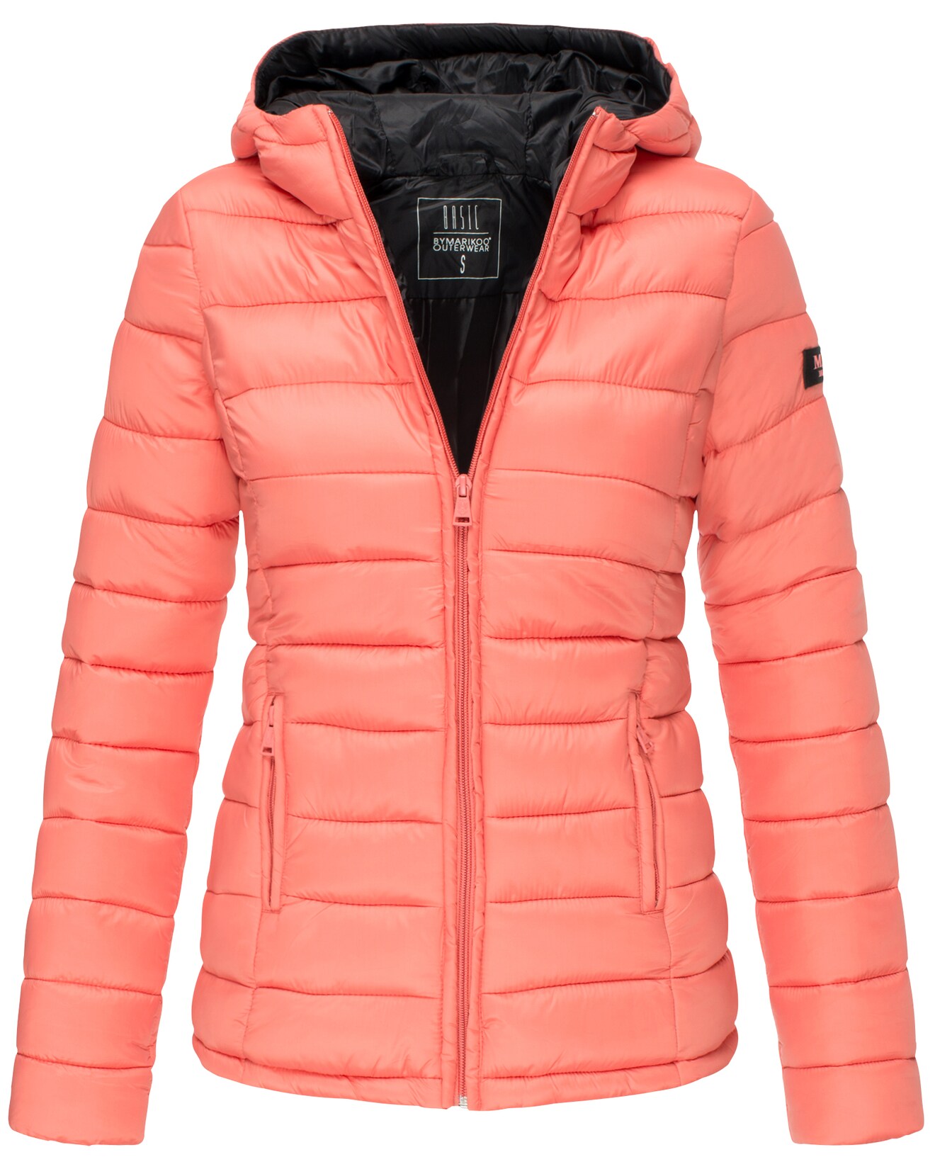 MARIKOO Damen modische Steppjacke Übergangsjacke mit großer Kapuze Lucy