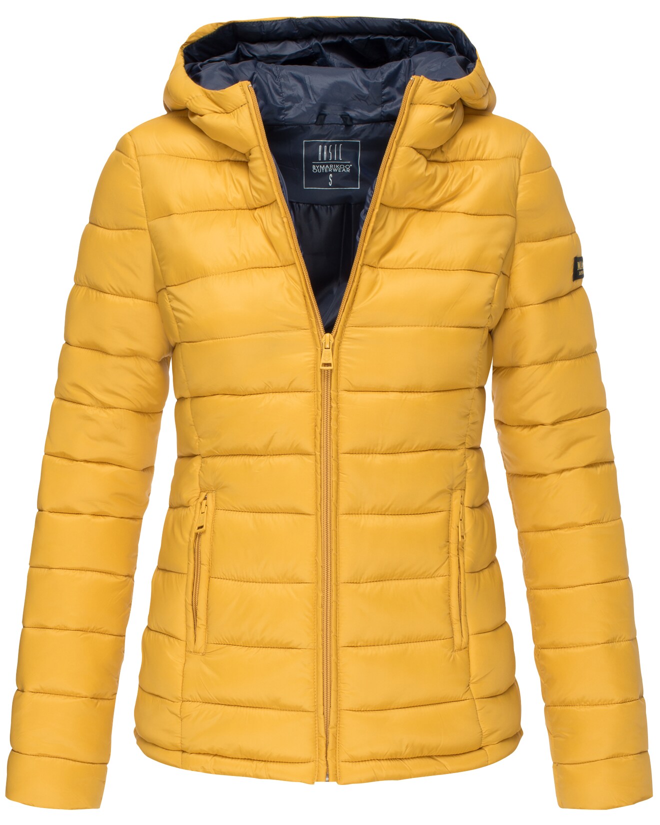 MARIKOO Damen modische Steppjacke Übergangsjacke mit großer Kapuze Lucy