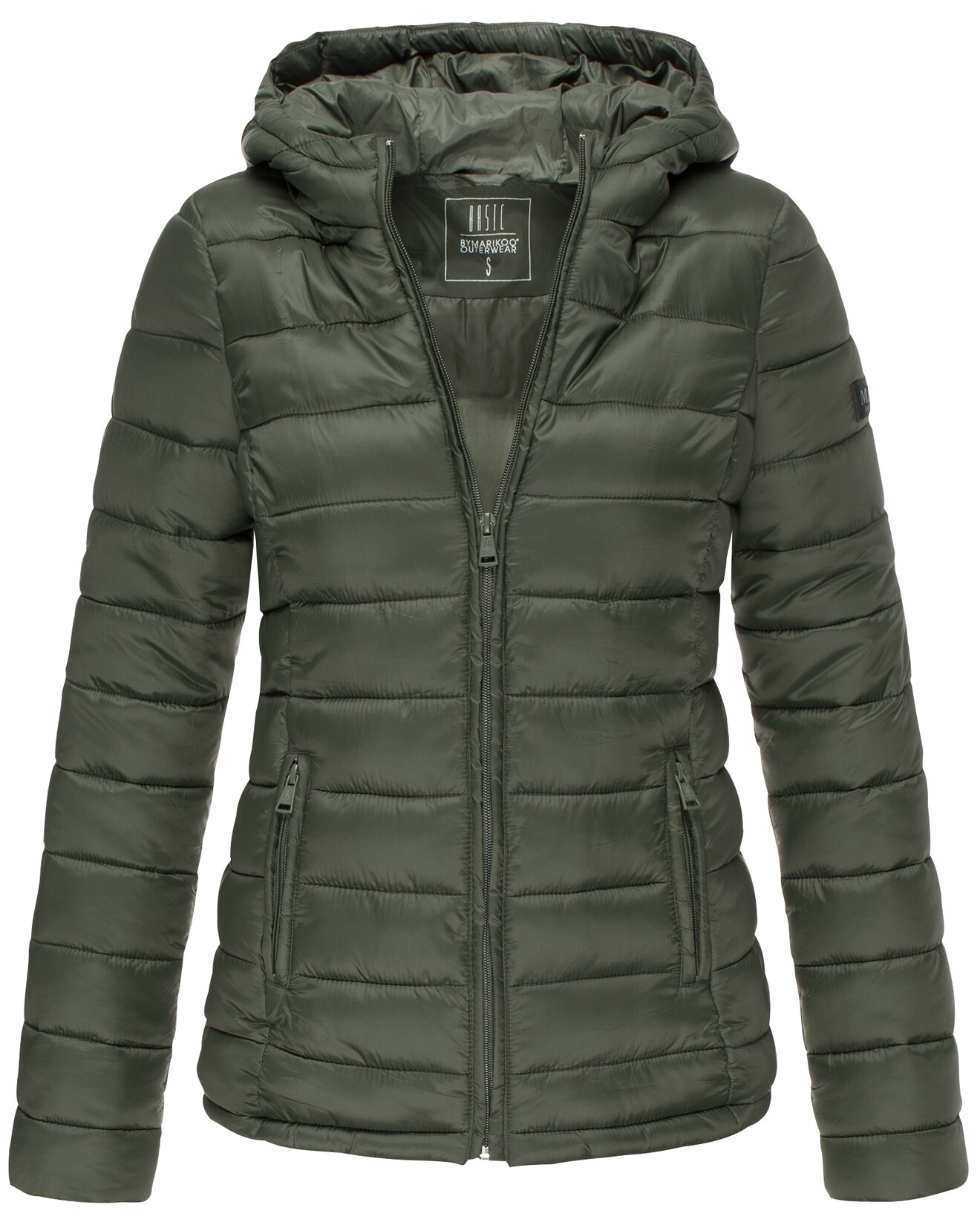 MARIKOO Damen modische Steppjacke Übergangsjacke mit großer Kapuze Lucy