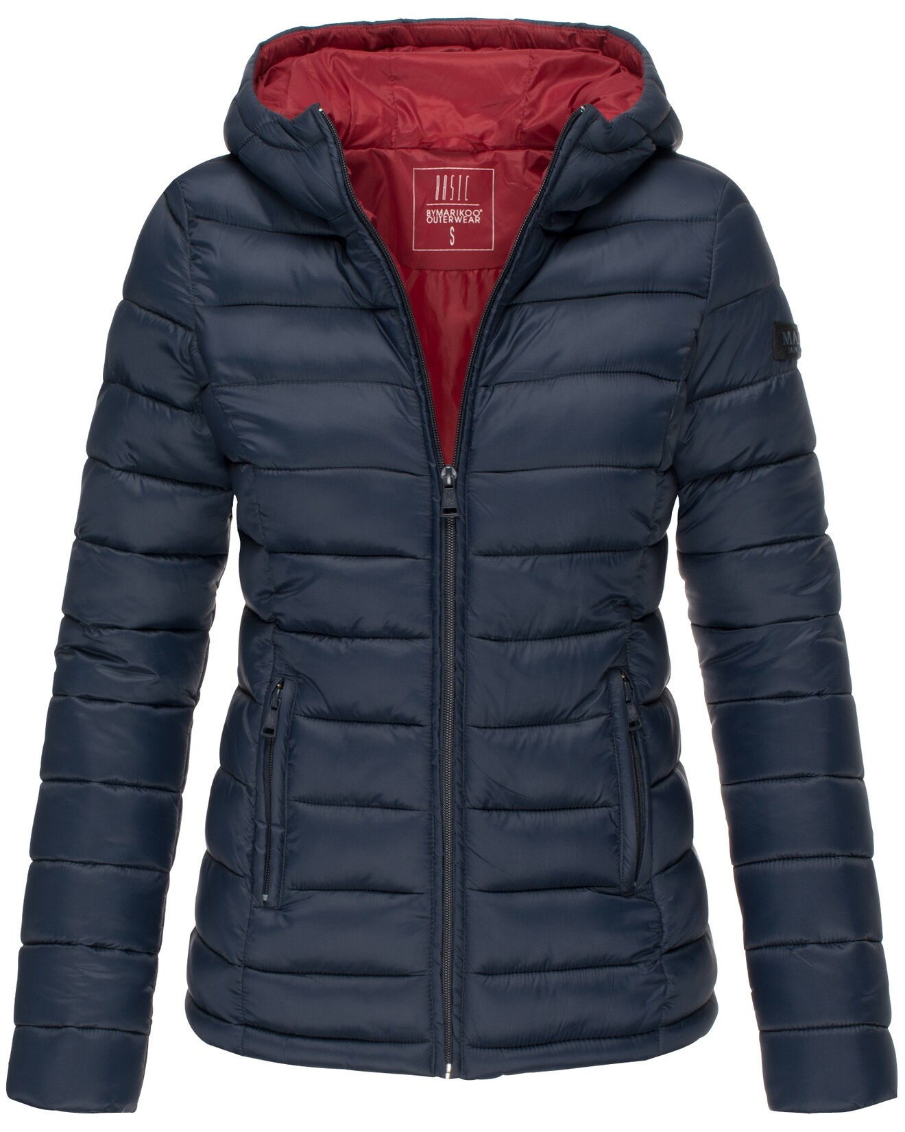 MARIKOO Damen modische Steppjacke Übergangsjacke mit großer Kapuze Lucy