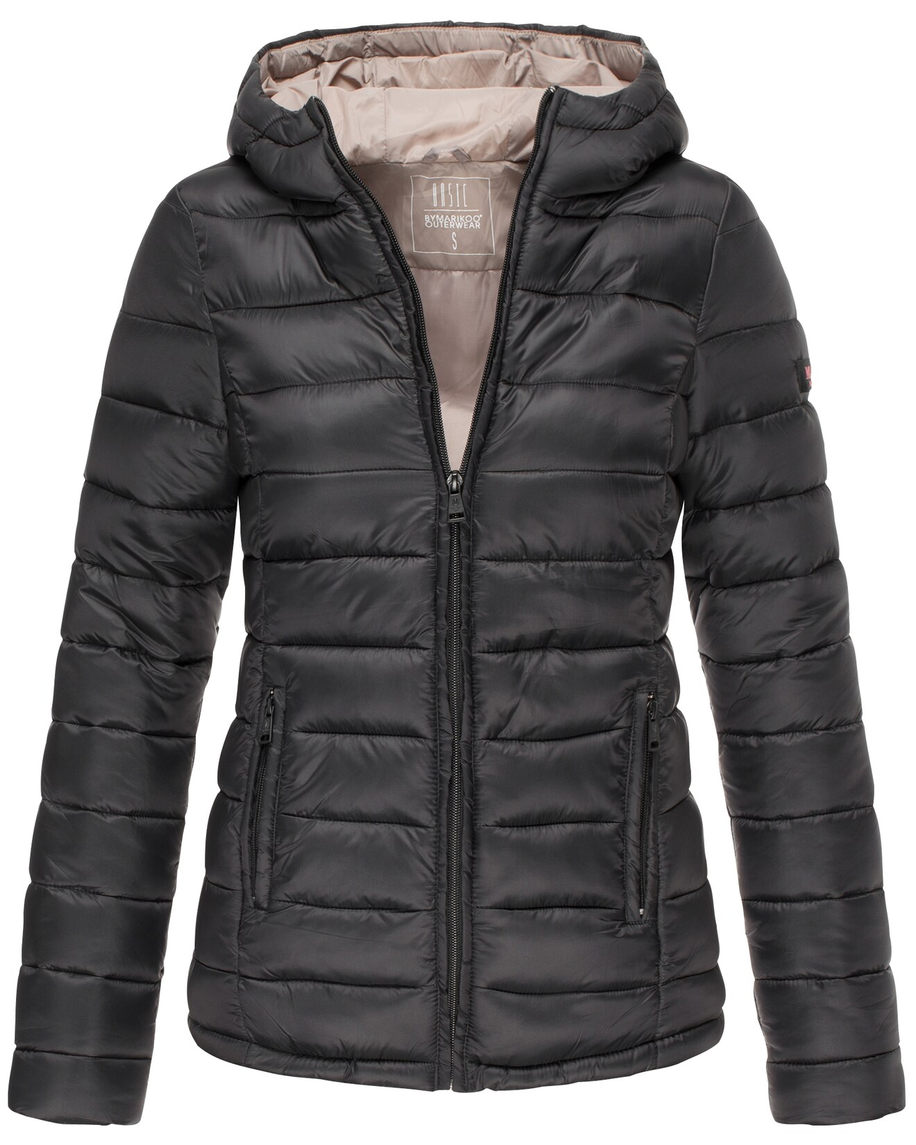 MARIKOO Damen modische Steppjacke Übergangsjacke mit großer Kapuze Lucy