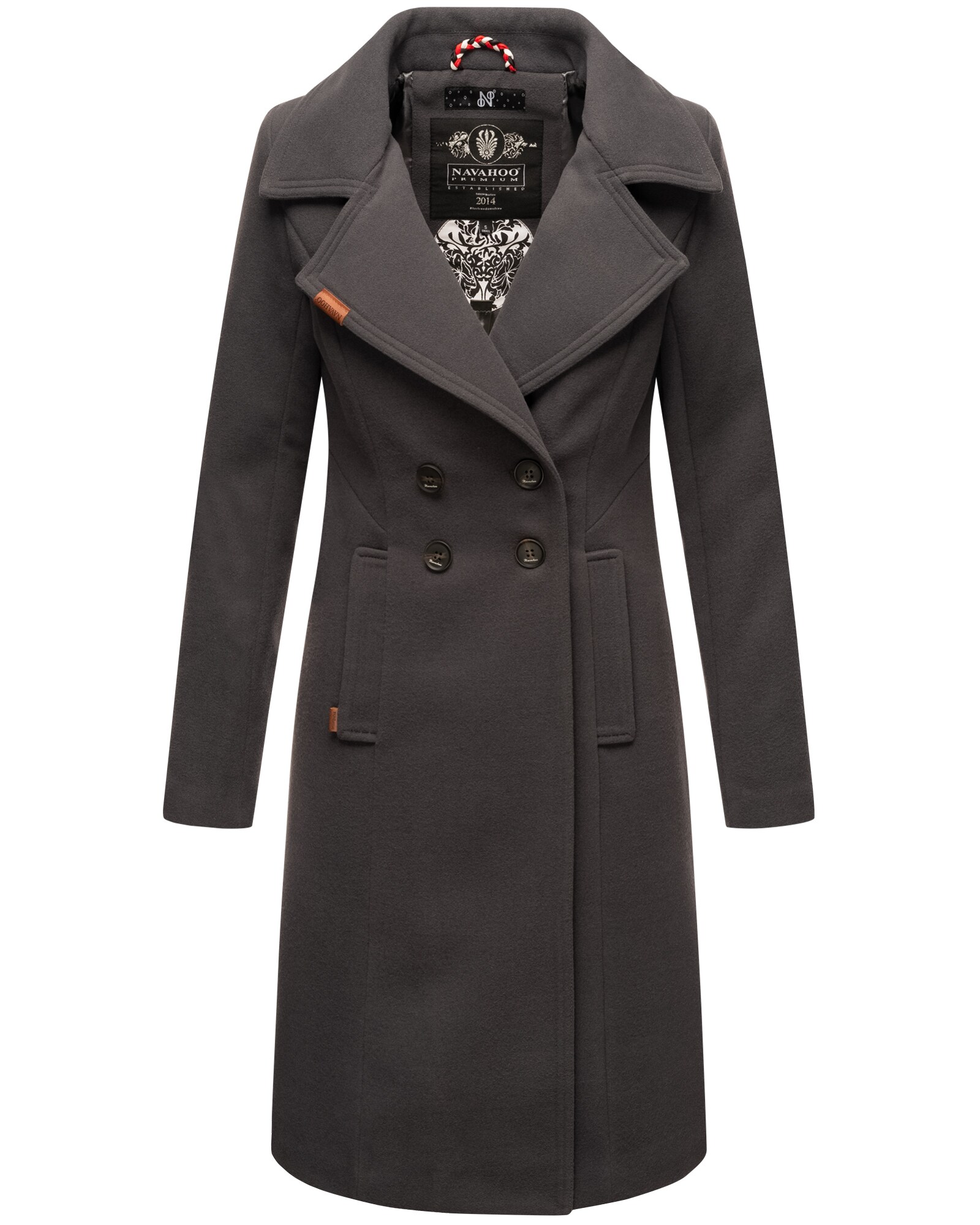 NAVAHOO Damen Designer Wintermantel Trenchcoat in Wollmantel-Optik Wooly - Bild 1