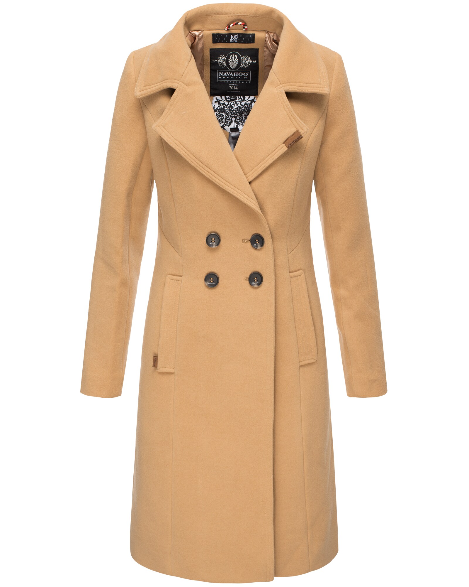 NAVAHOO Damen Designer Wintermantel Trenchcoat in Wollmantel-Optik Wooly - Bild 1