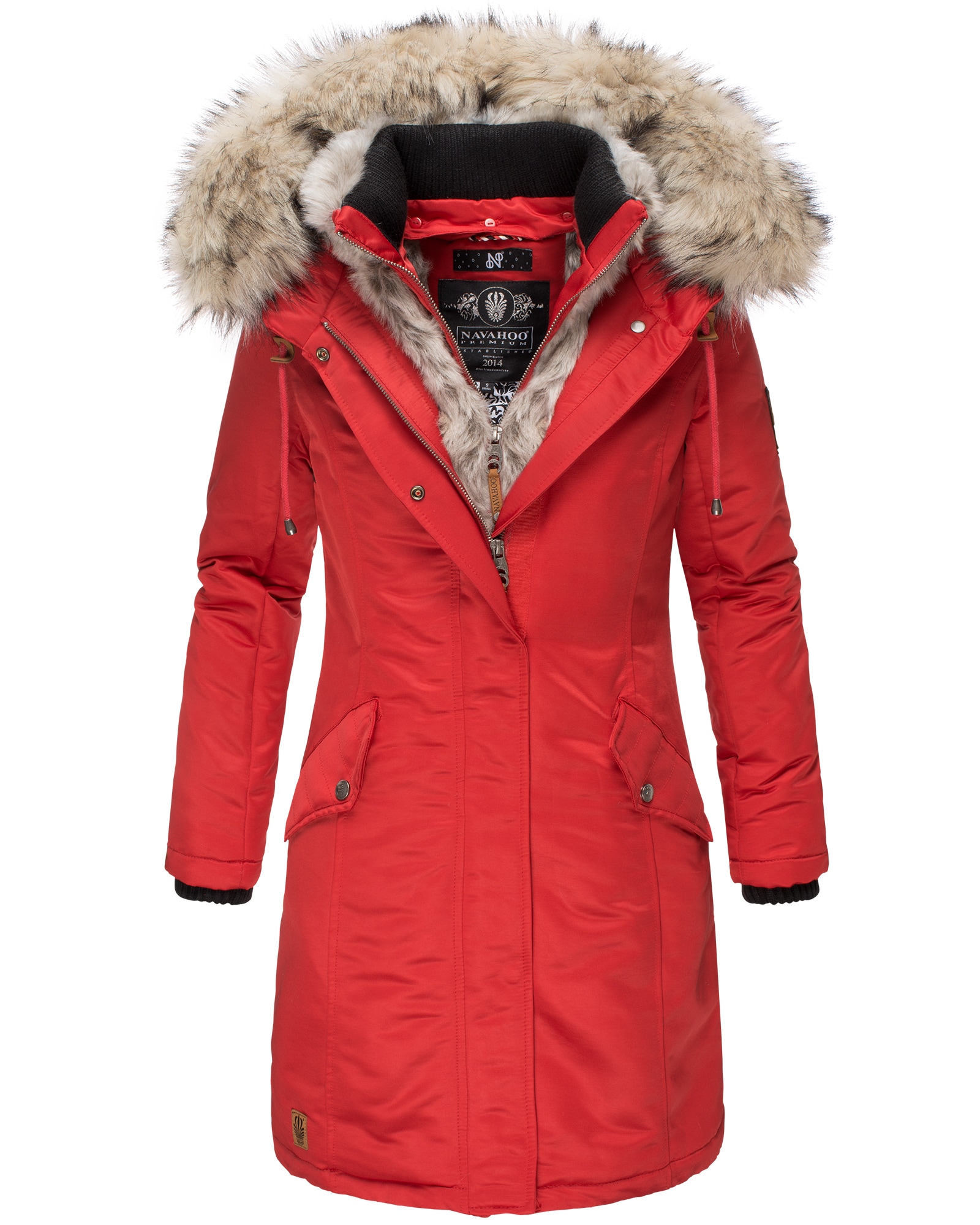 NAVAHOO Damen Warmer Wintermantel  Winterparka mit Kunstfell-Kapuze Daylight - Bild 1
