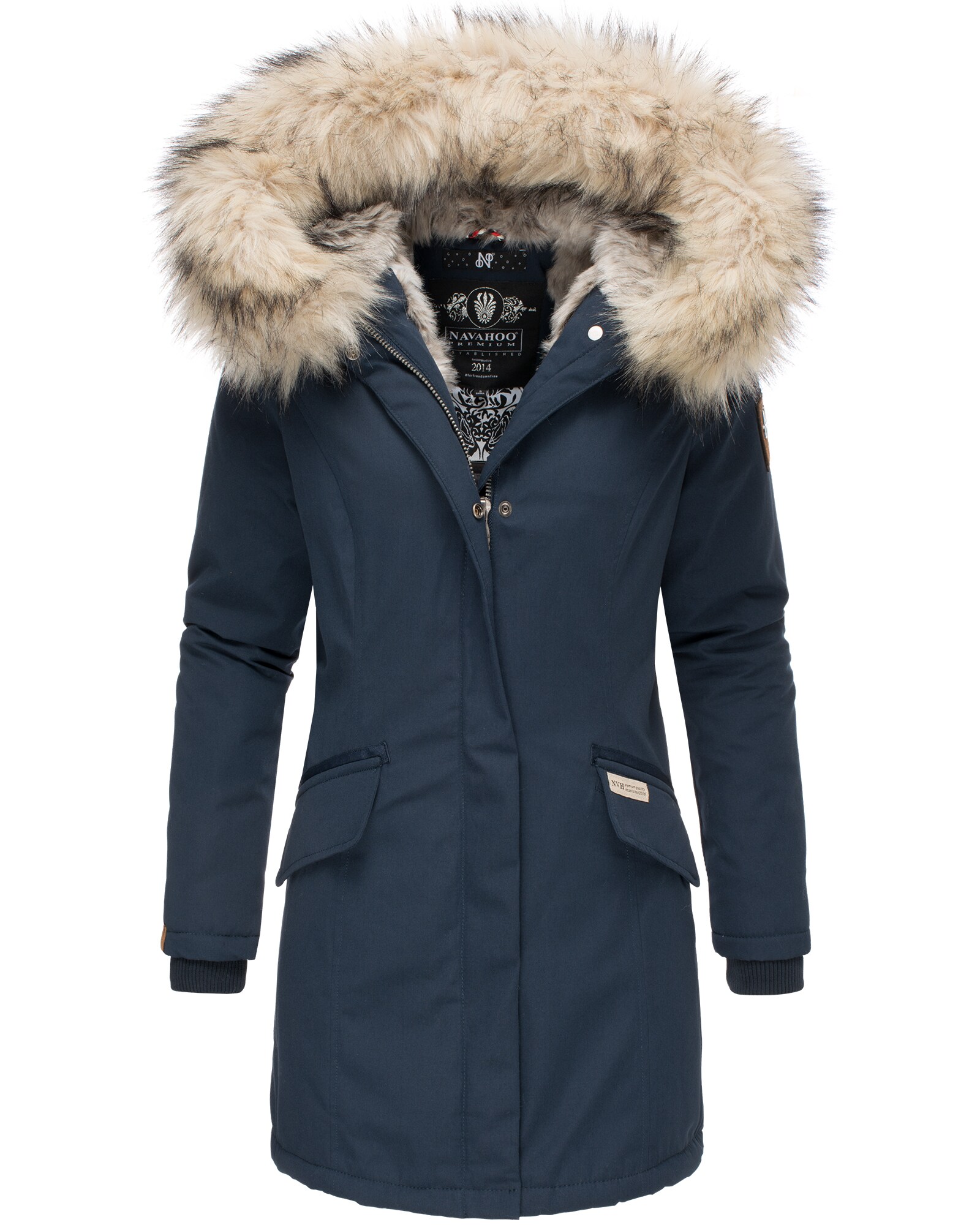 NAVAHOO Damen stylischer Wintermantel Winterparka mit Kunstfell-Kapuze Cristal - Bild 1