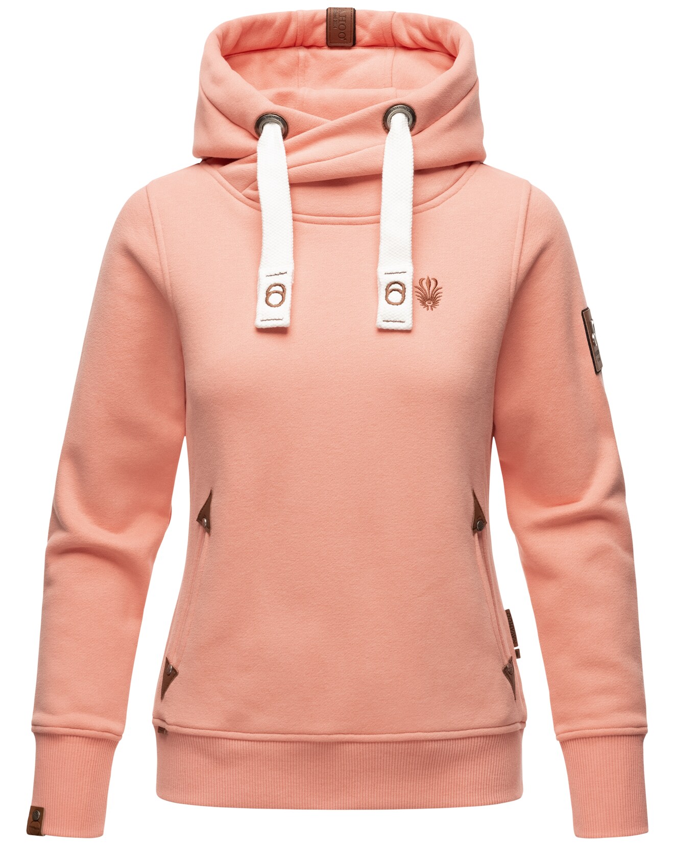 NAVAHOO Damen Kapuzensweatshirt weicher Hoodie mit breiten Tunnelzugkordeln Namikaa