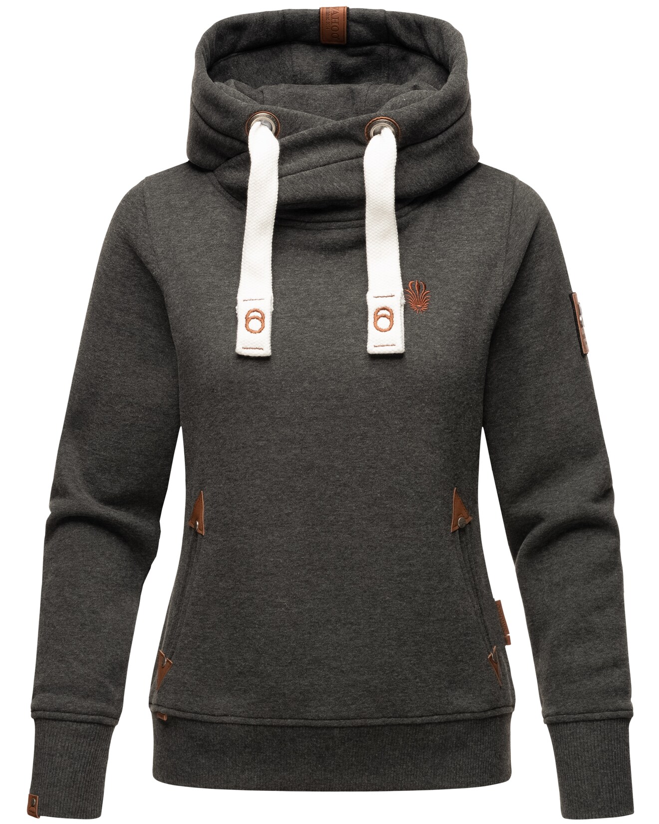 NAVAHOO Damen Kapuzensweatshirt weicher Hoodie mit breiten Tunnelzugkordeln Namikaa