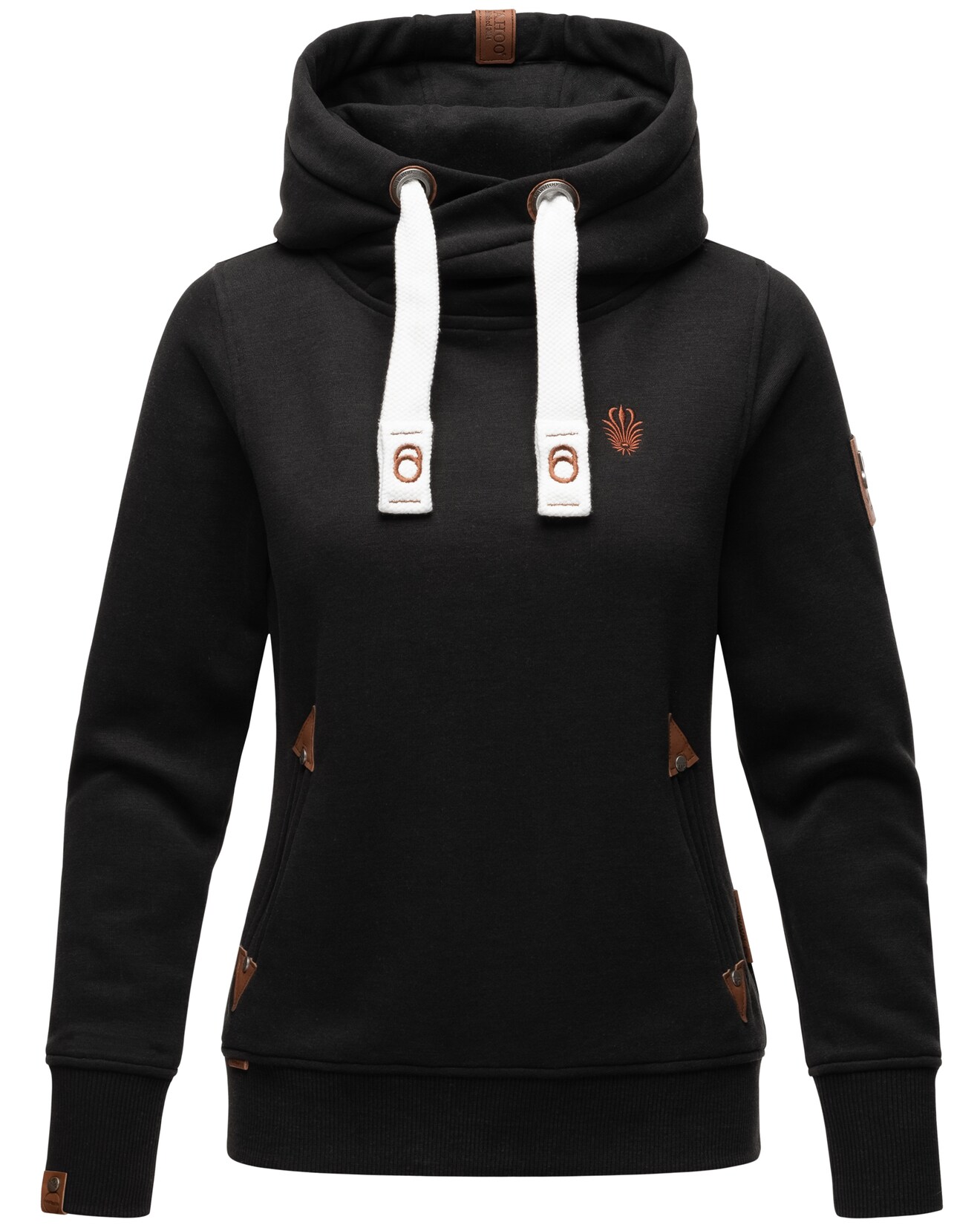 NAVAHOO Damen Kapuzensweatshirt weicher Hoodie mit breiten Tunnelzugkordeln Namikaa