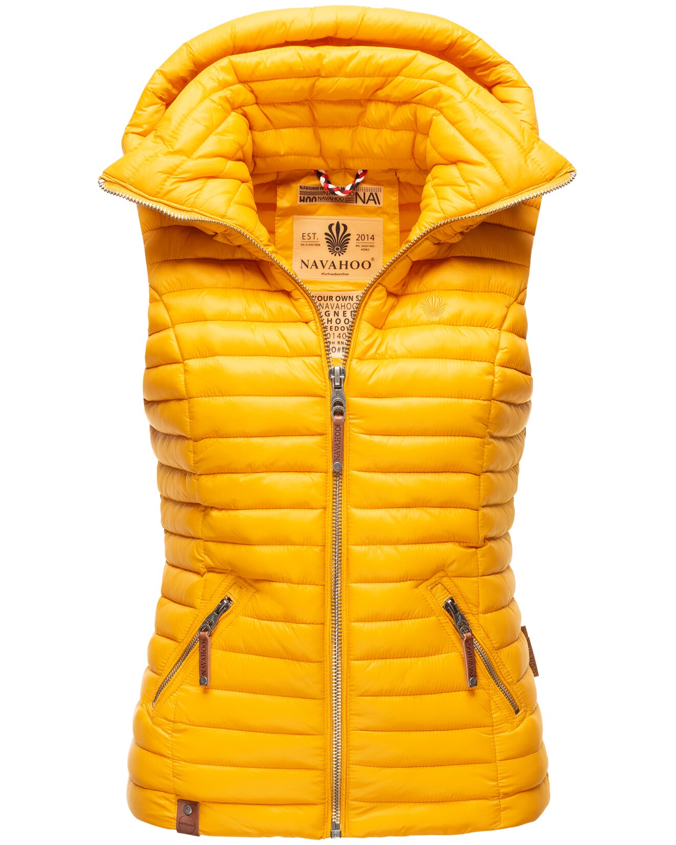 NAVAHOO Damen Designer Steppweste ärmellose Weste mit Kapuze Shadaa