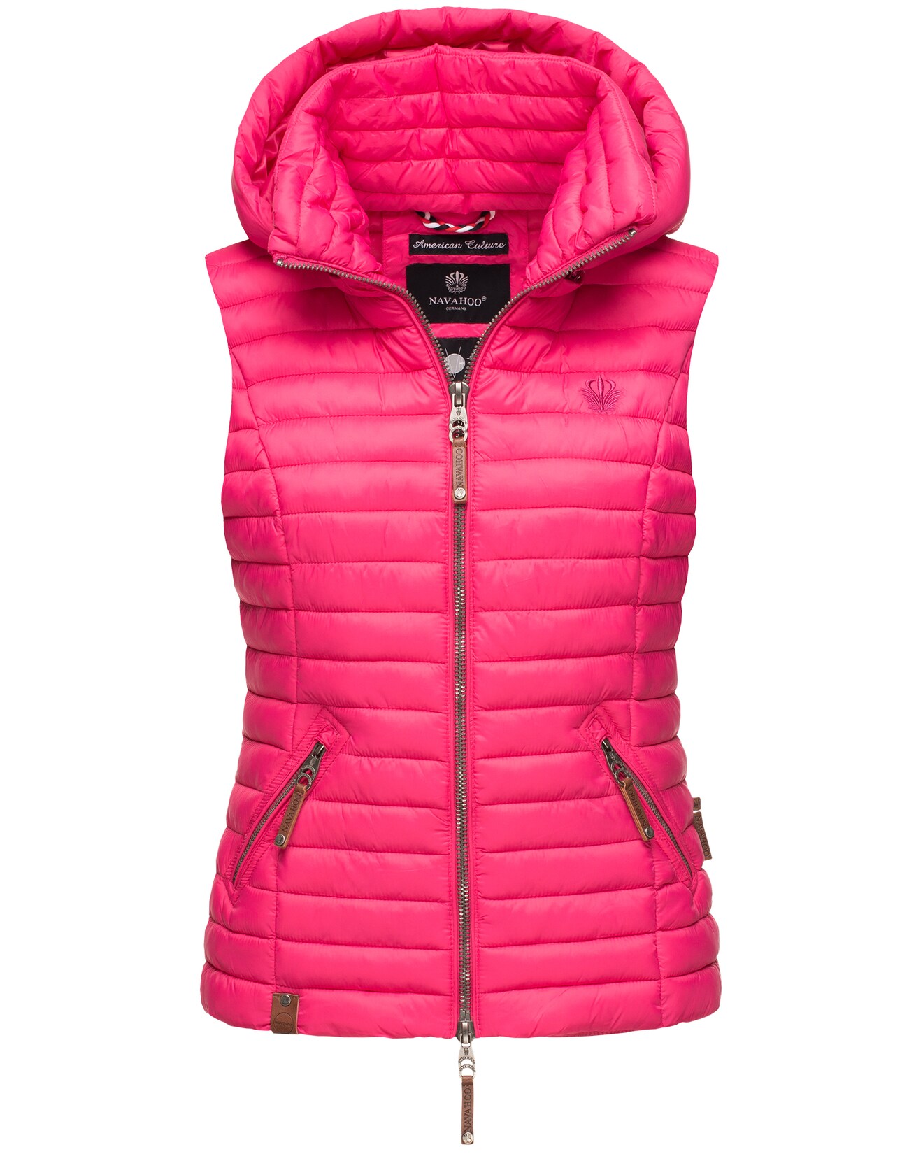 NAVAHOO Damen Designer Steppweste ärmellose Weste mit Kapuze Shadaa