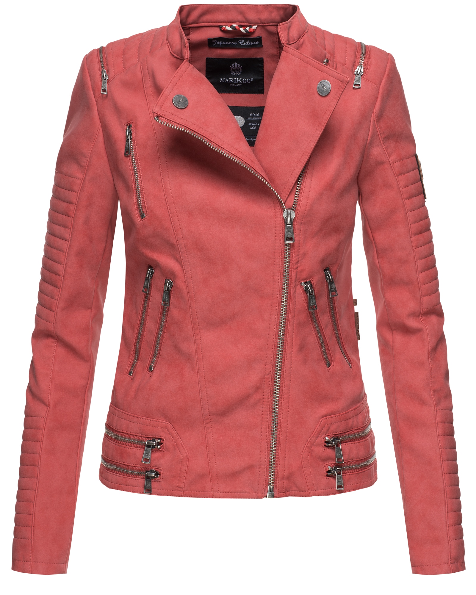 MARIKOO Damen Designer &Uuml;bergangs Bikerjacke Kunstlederjacke Akikoo - Bild 1