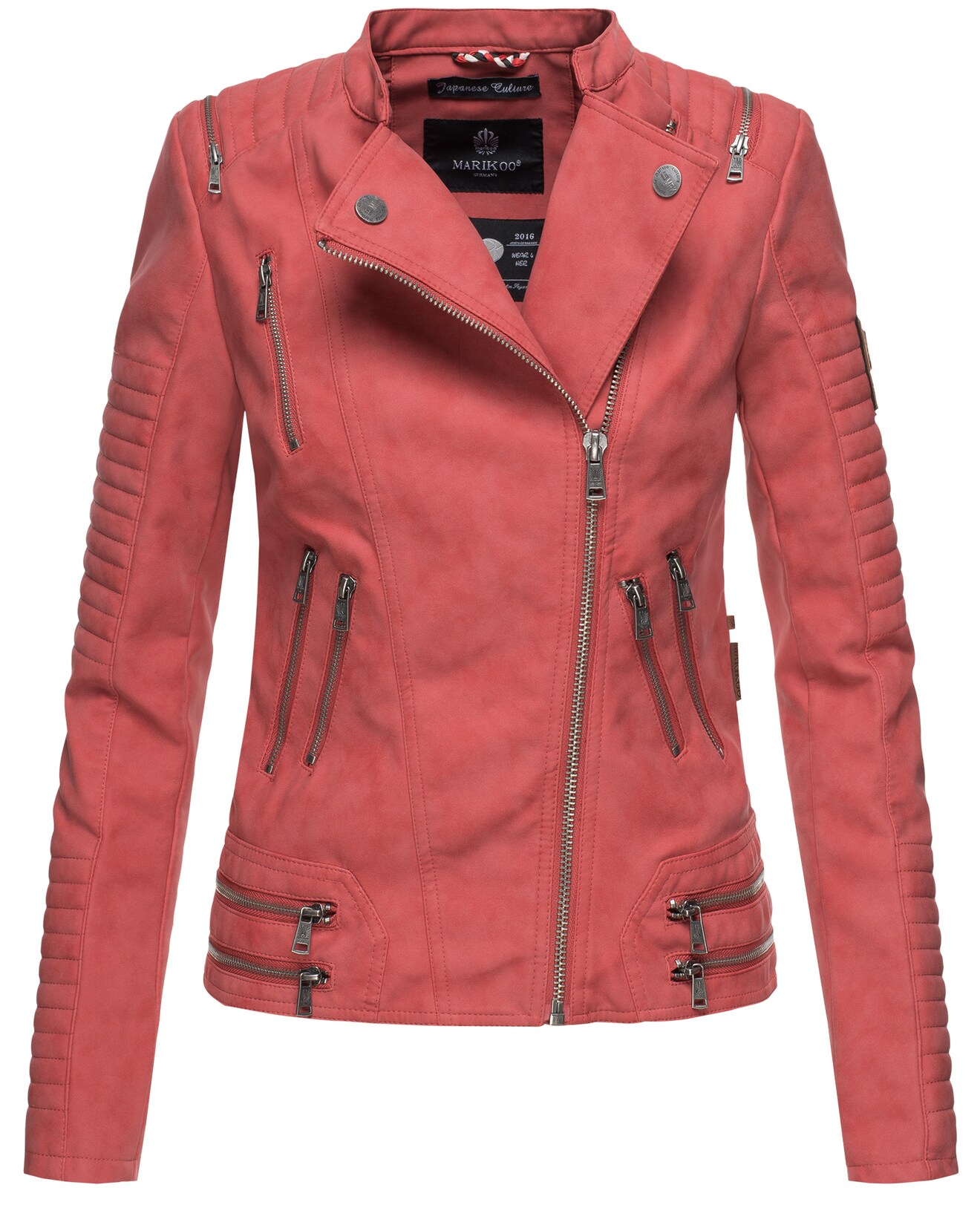 MARIKOO Damen Designer Übergangs Bikerjacke Kunstlederjacke Akikoo | 04059072405653