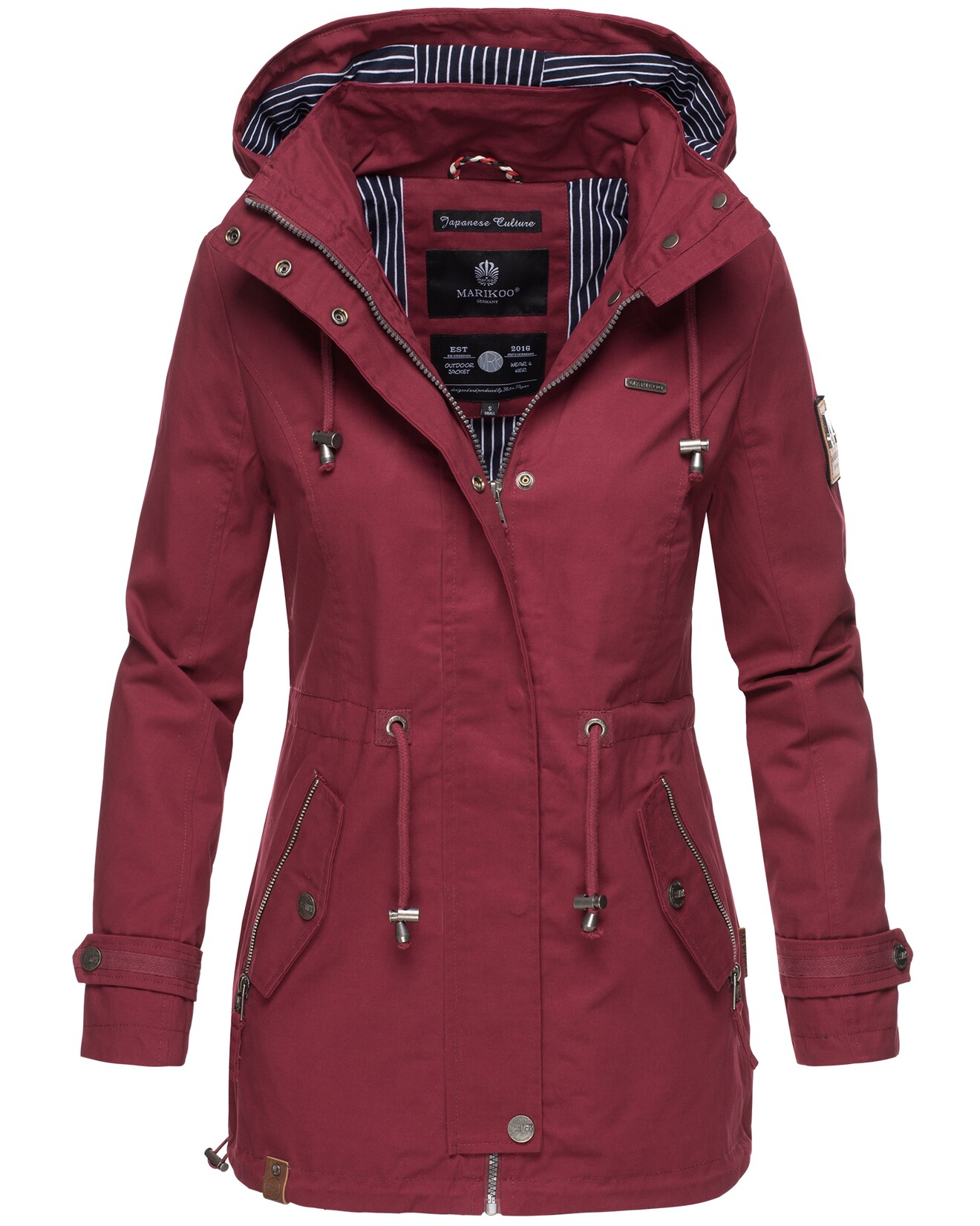 MARIKOO Damen Moderner Outdoorjacke Übergangsparka aus Baumwolle mit Kapuze Nyokoo