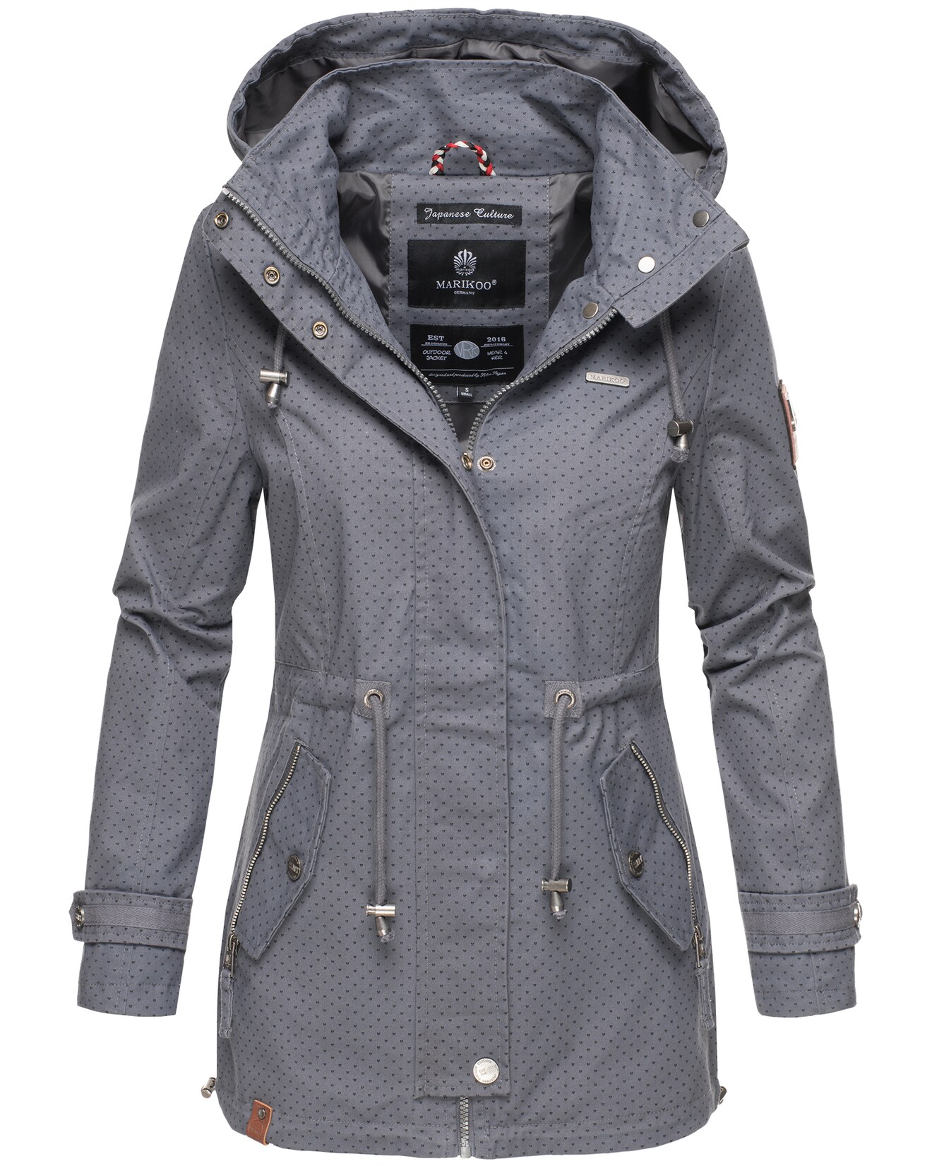 MARIKOO Damen Moderner Outdoorjacke Übergangsparka aus Baumwolle mit Kapuze Nyokoo