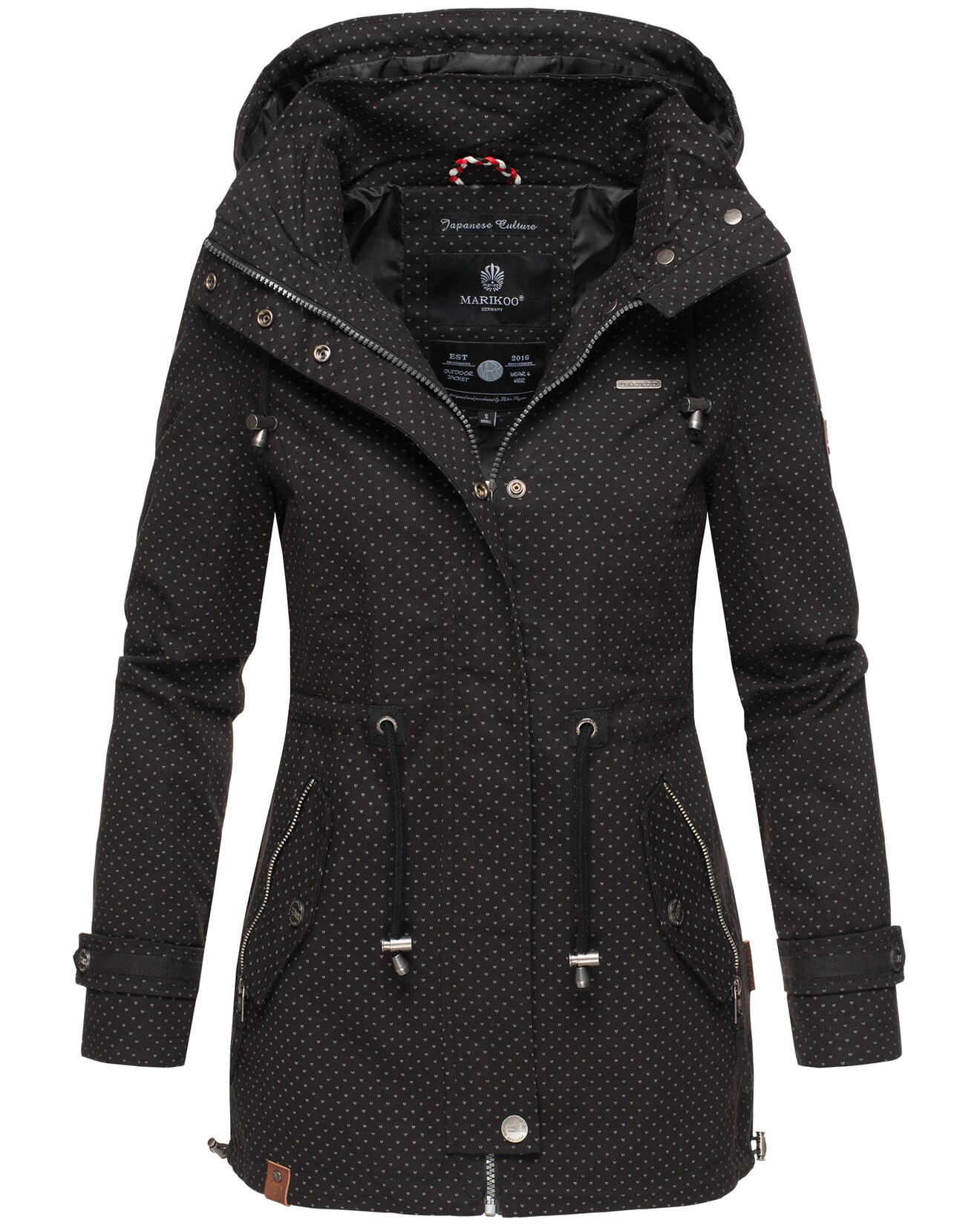 MARIKOO Damen Moderner Outdoorjacke Übergangsparka aus Baumwolle mit Kapuze Nyokoo